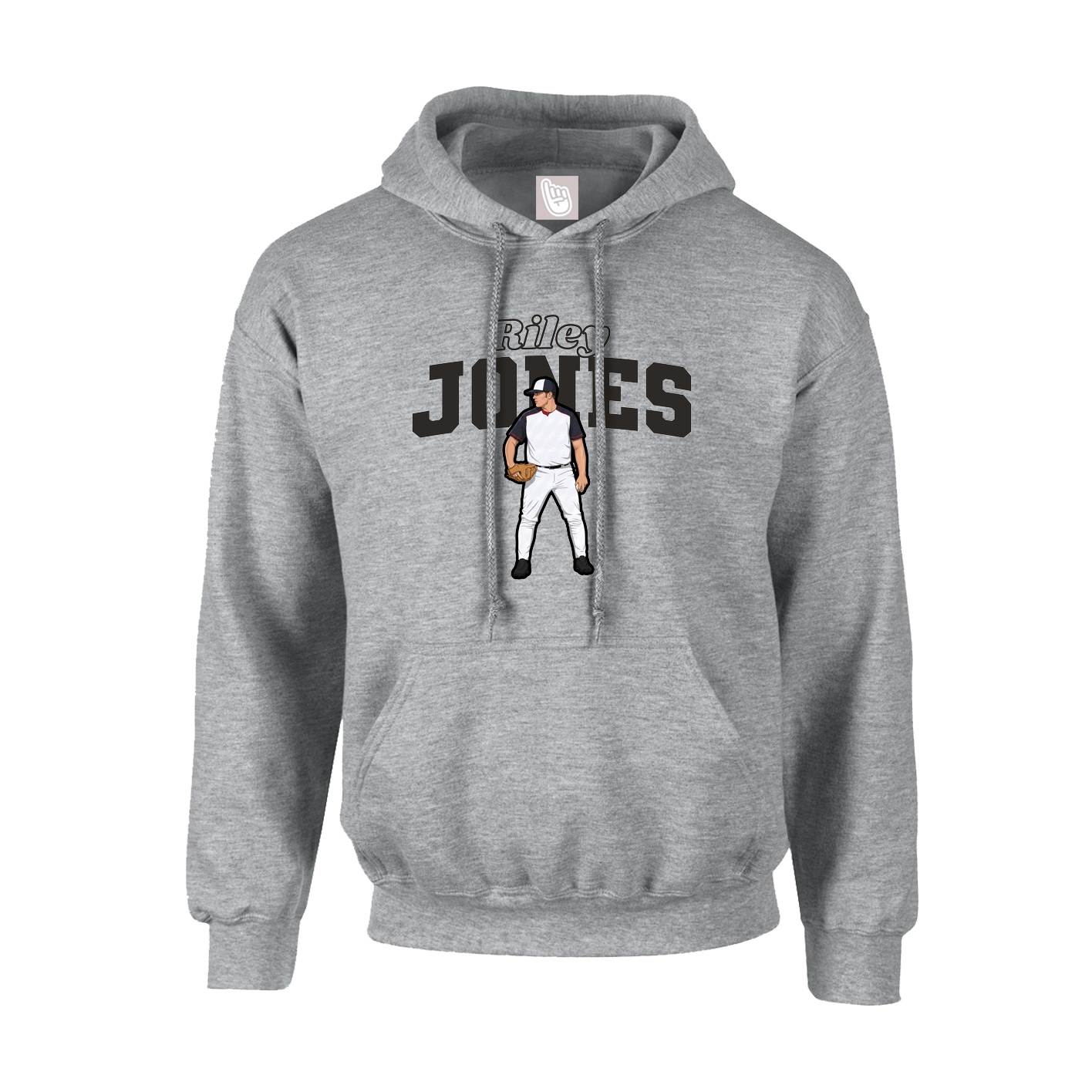 Youth Hoodie — Name Arch in Grey