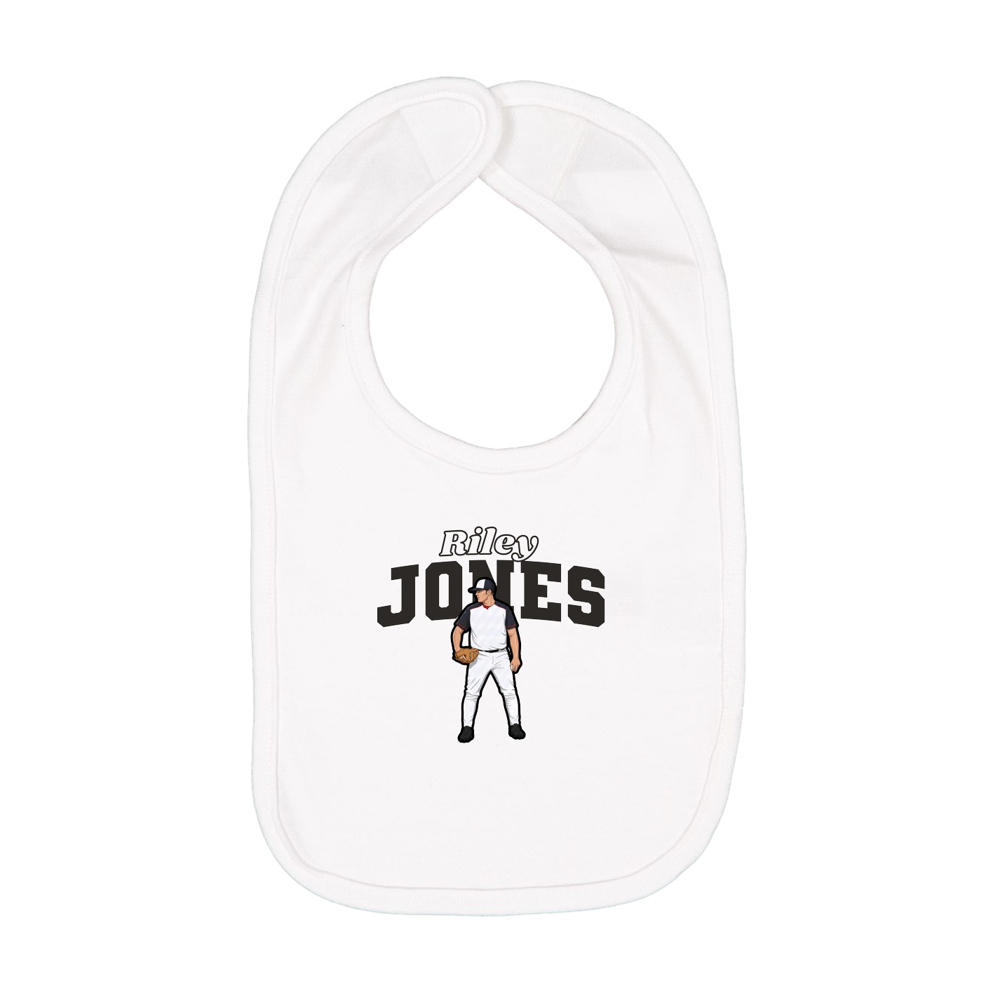 Infant Bib — Name Arch in White