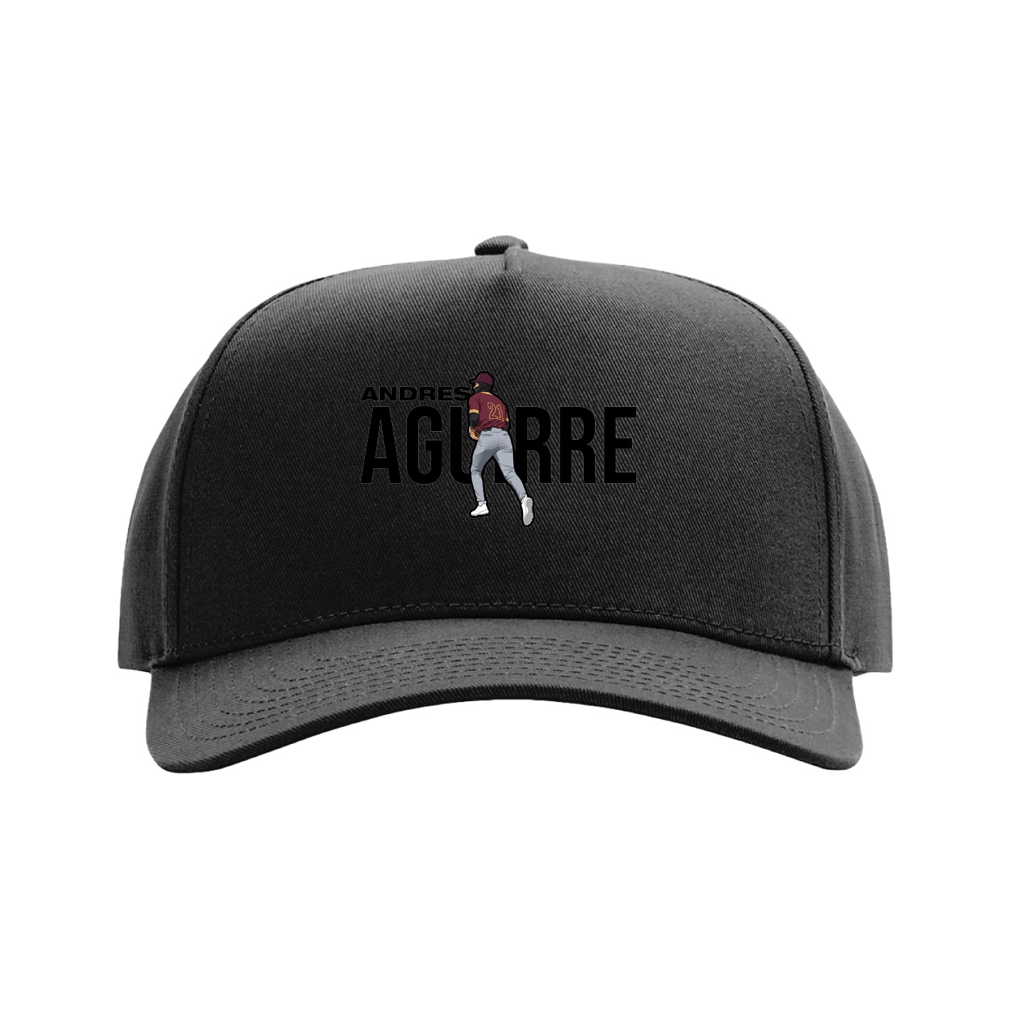 Full Fabric Five-Panel Champ Cap — Player Name in Black