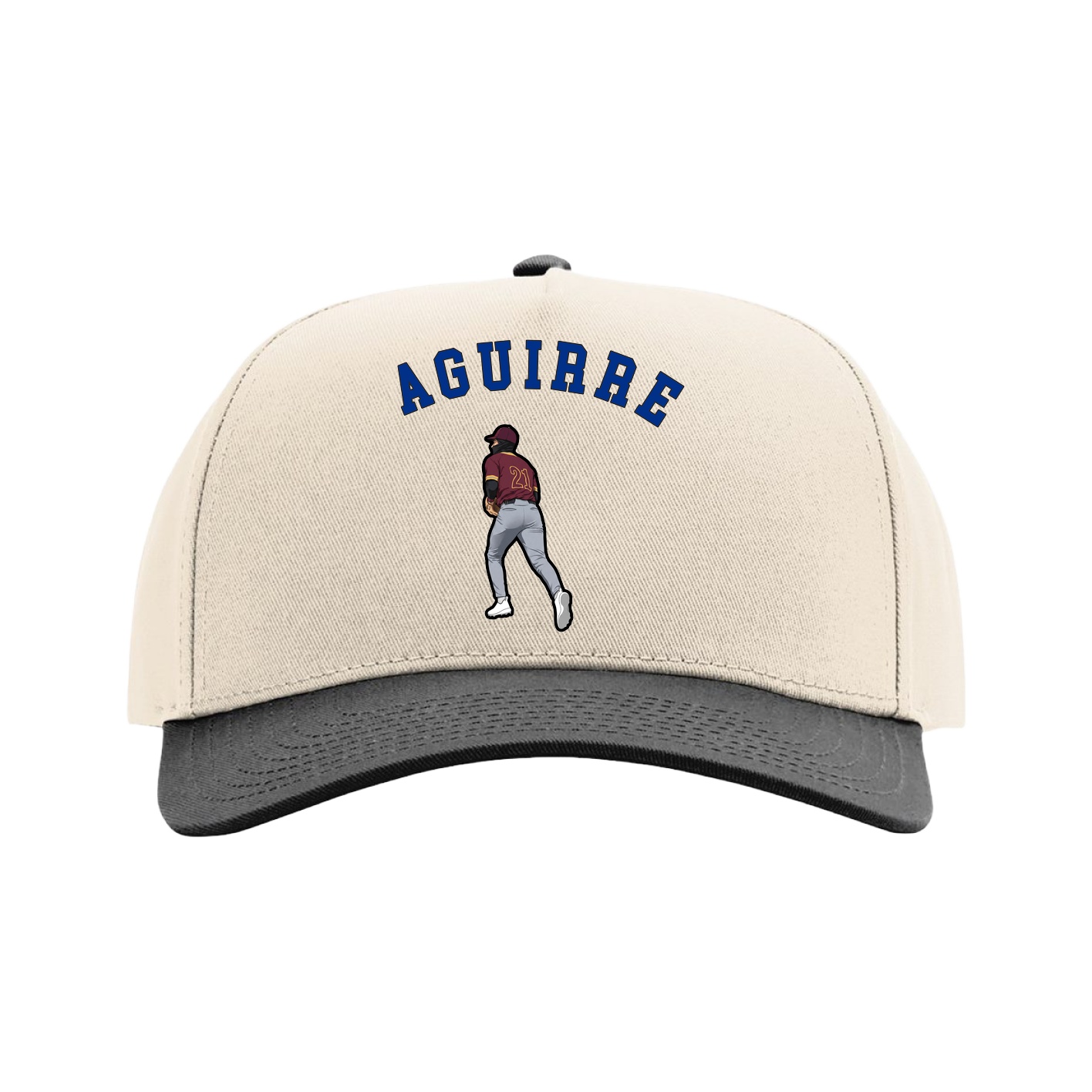 Full Fabric Five-Panel Champ Cap — Shirsey Arch in Cream/Black