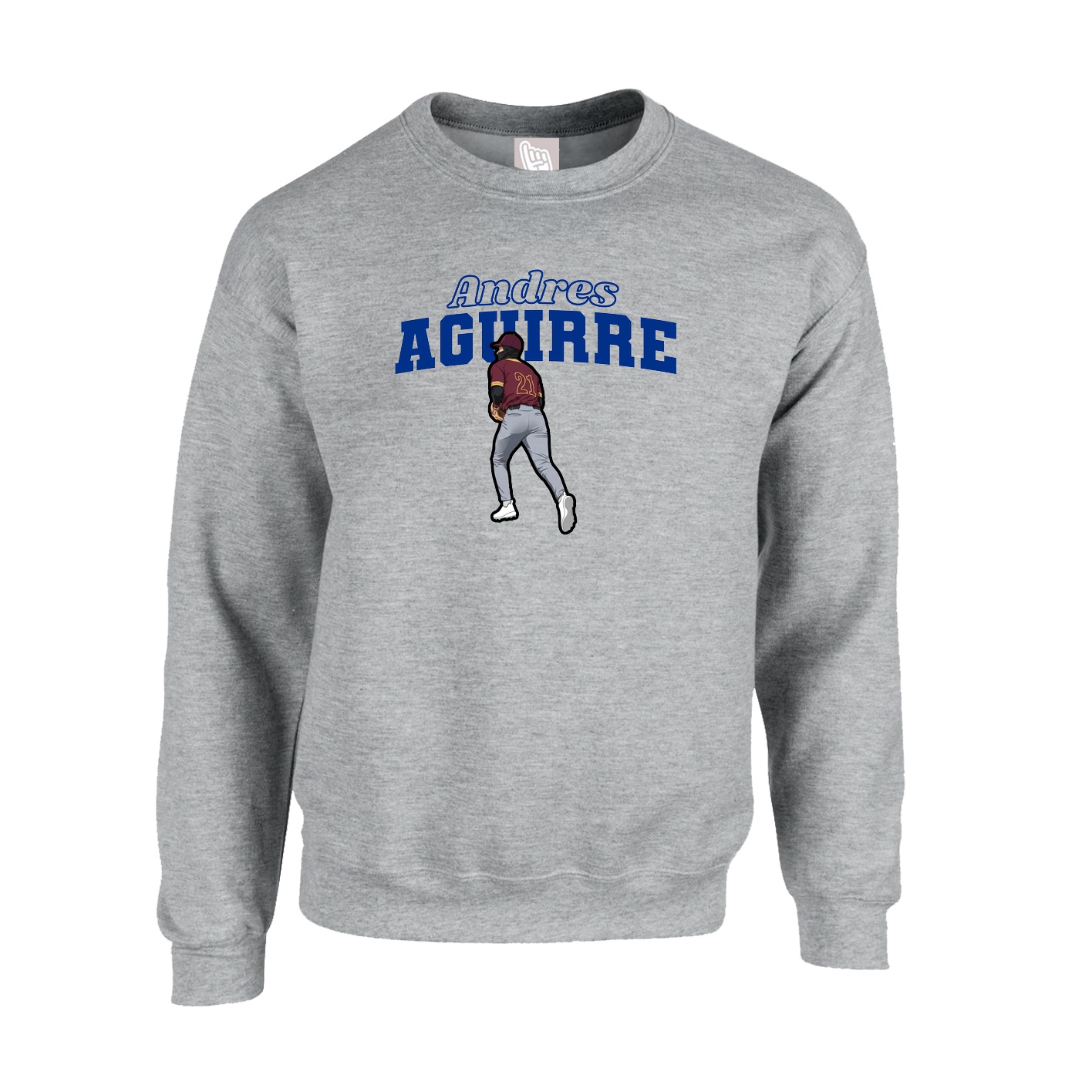 Fleece Crew — Name Arch in Grey