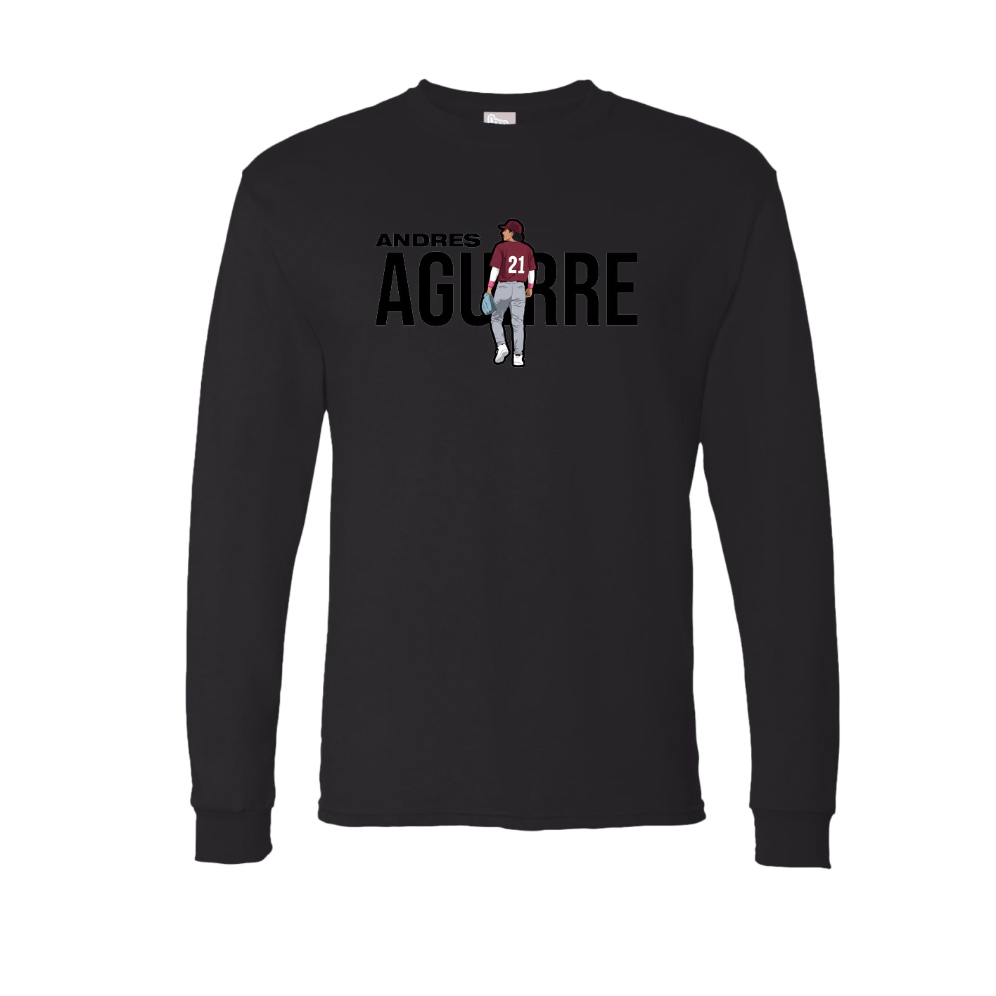 Long Sleeve Tee — Player Name in Black