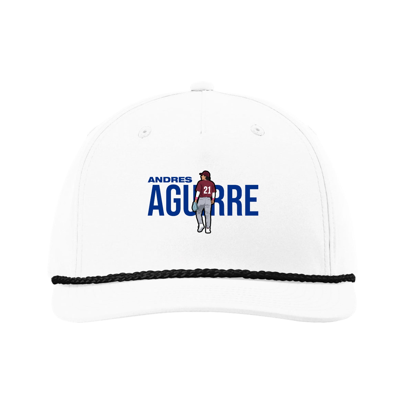 Five-Panel Classic Rope Cap — Player Name in White
