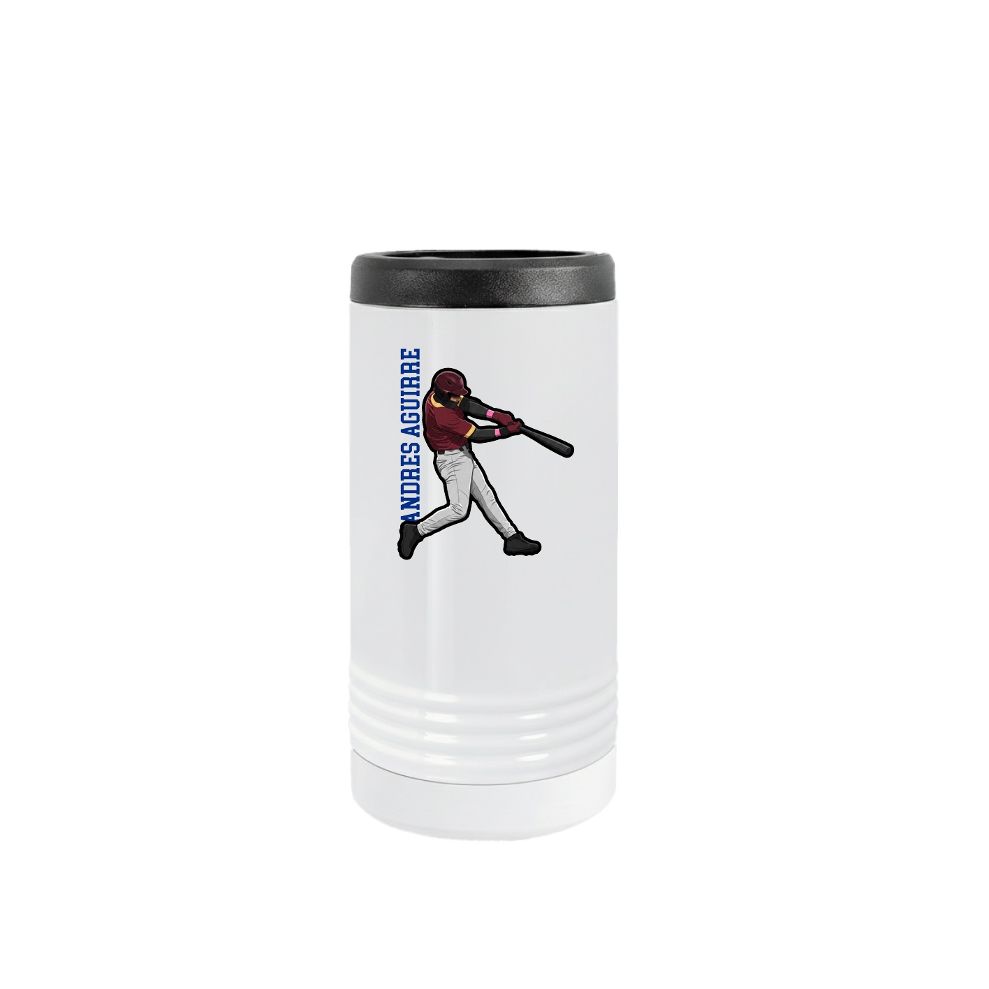 Slim Beverage Holder — Name Vertical in White