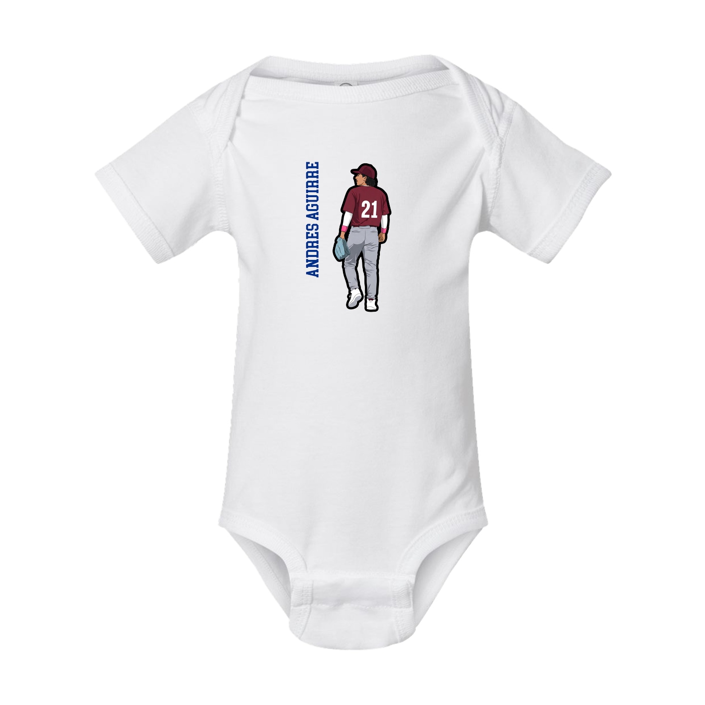 Baby Onesie — Name Vertical in White