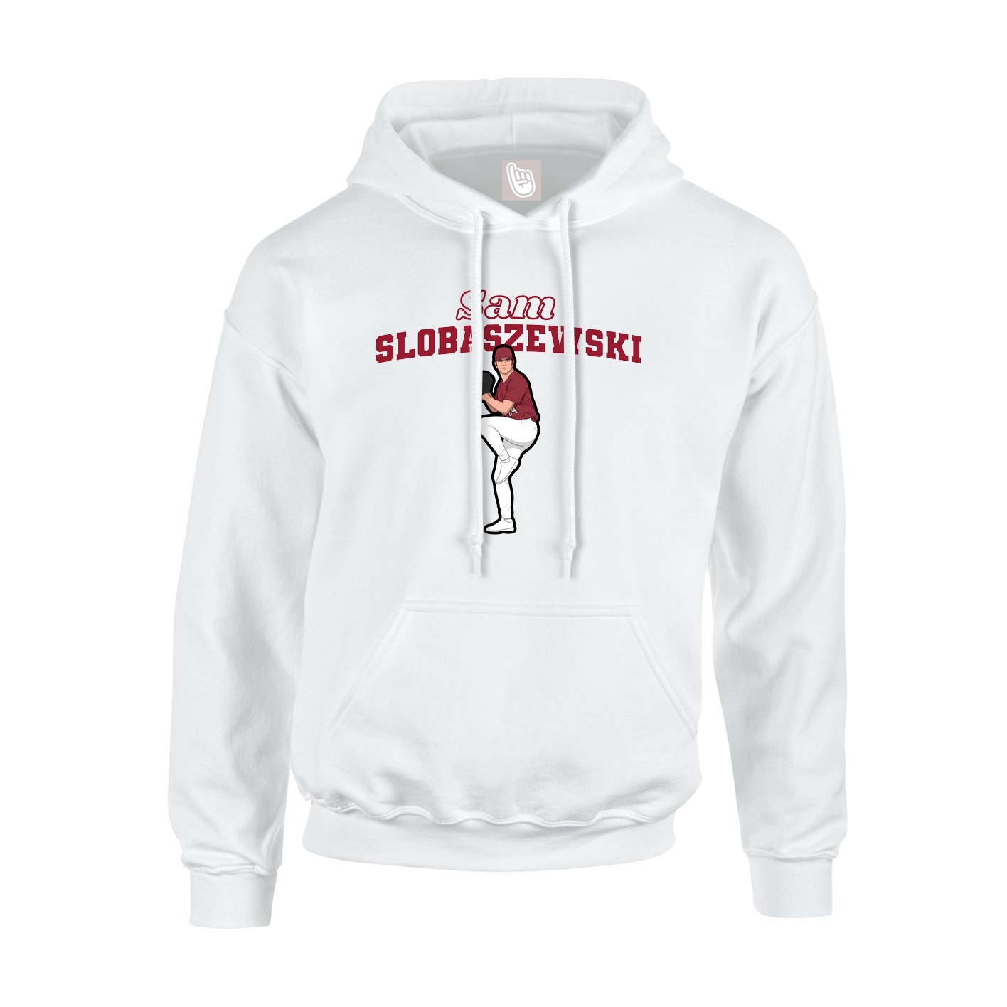 Youth Hoodie — Name Arch in White