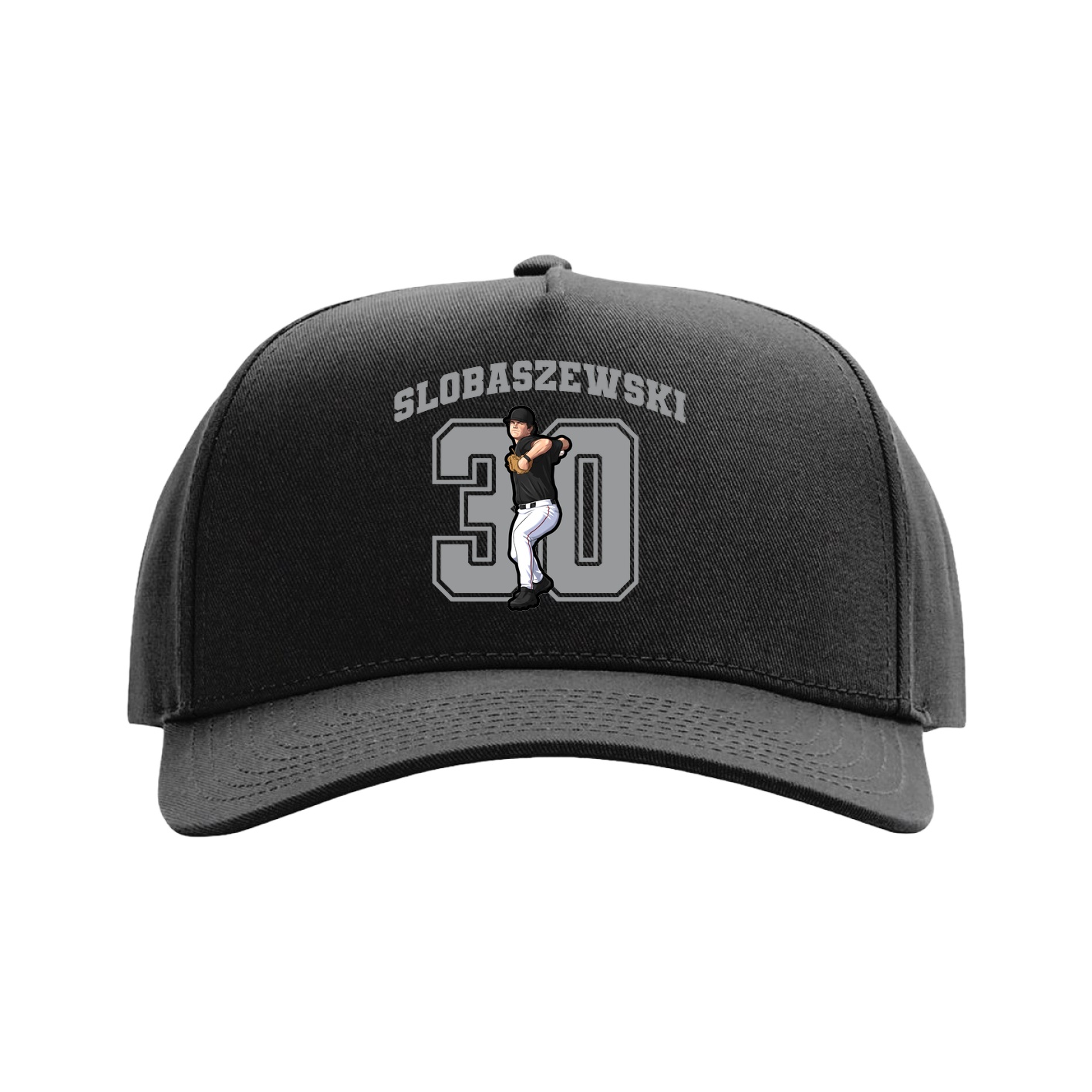 Full Fabric Five-Panel Champ Cap — Number in Black