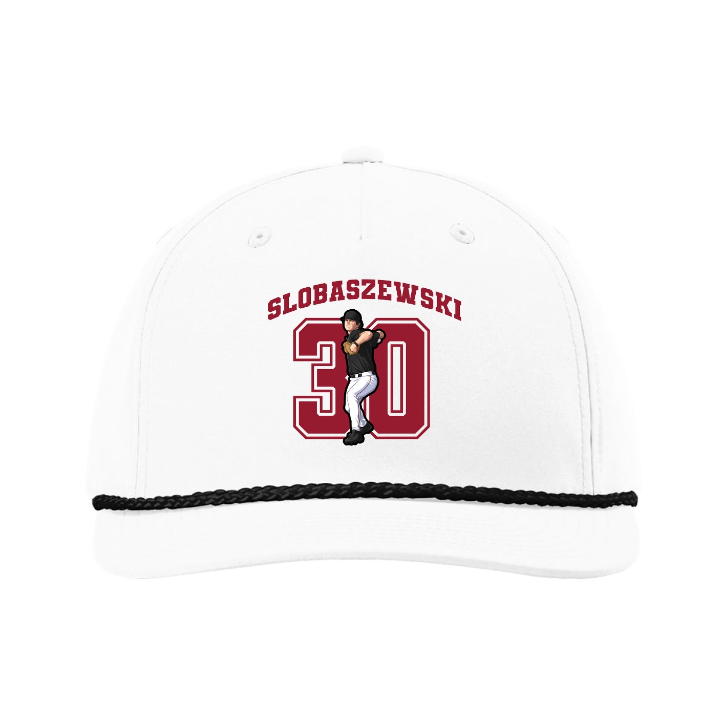 Five-Panel Classic Rope Cap — Number in White