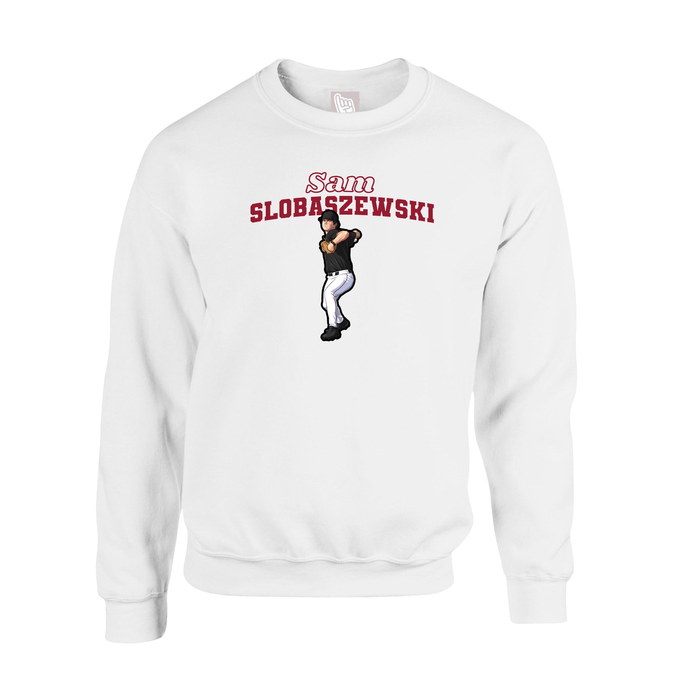 Fleece Crew — Name Arch in White