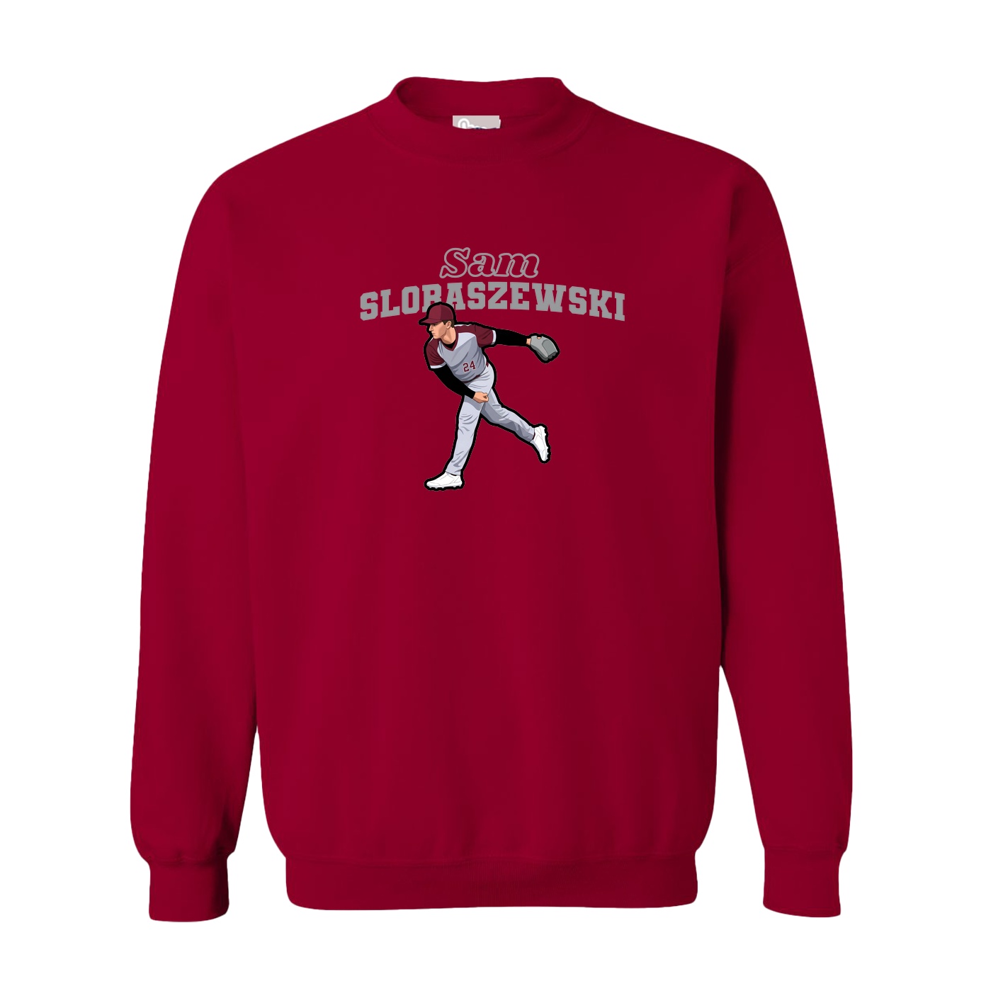 Fleece Crew — Name Arch in Cardinal