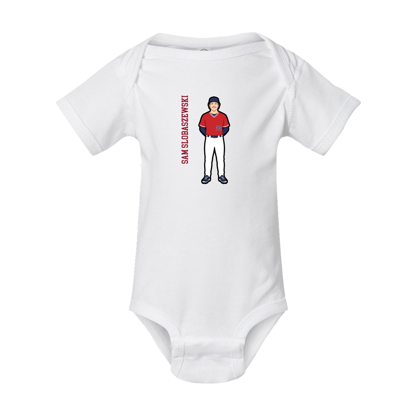 Baby Onesie — Name Vertical in White