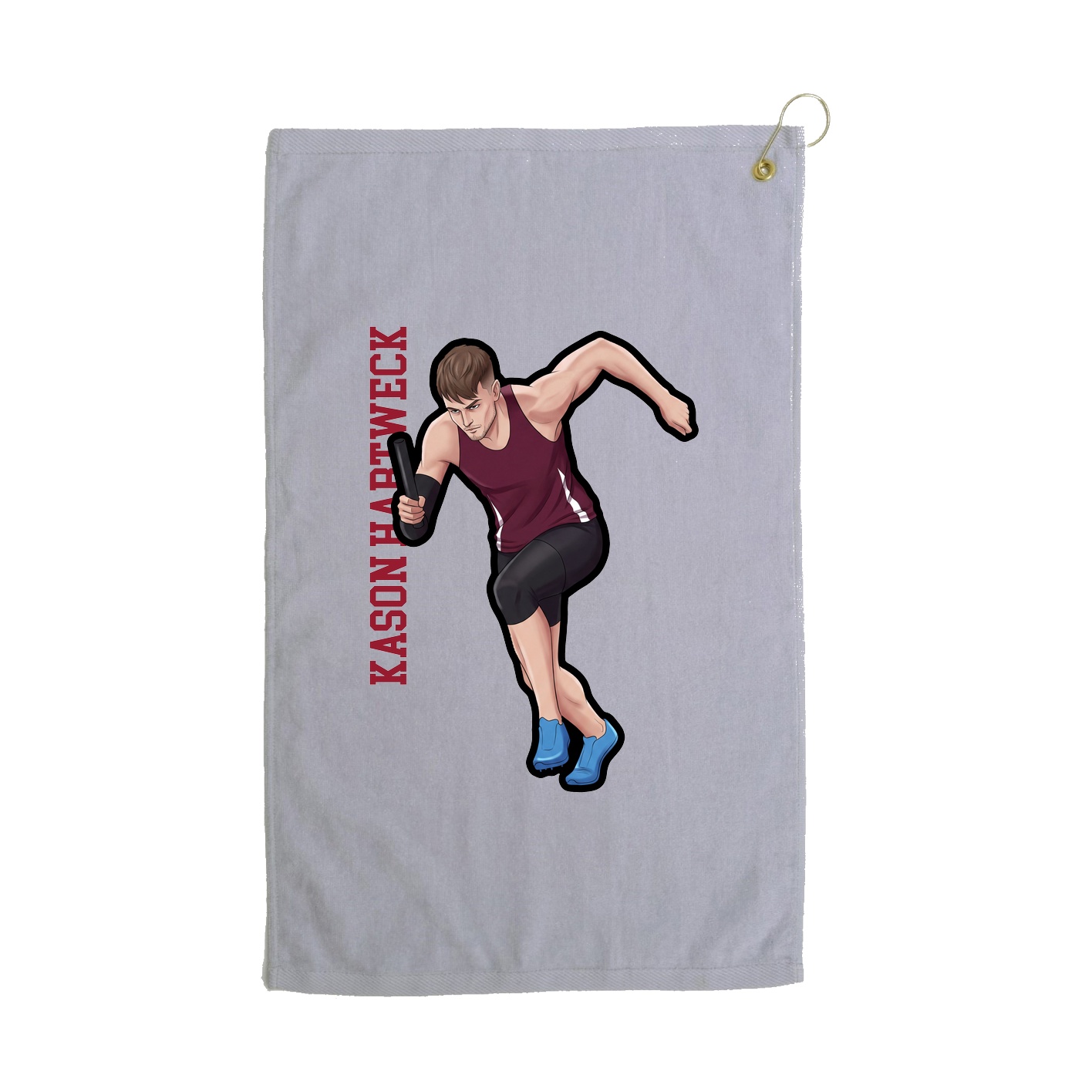 Golf Towel — Name Vertical in Grey