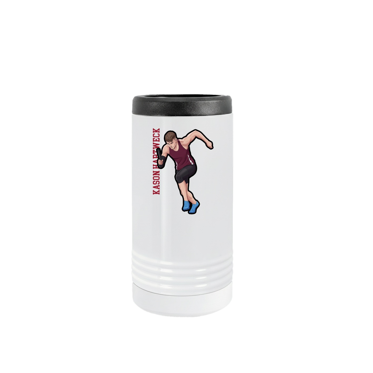 Slim Beverage Holder — Name Vertical in White