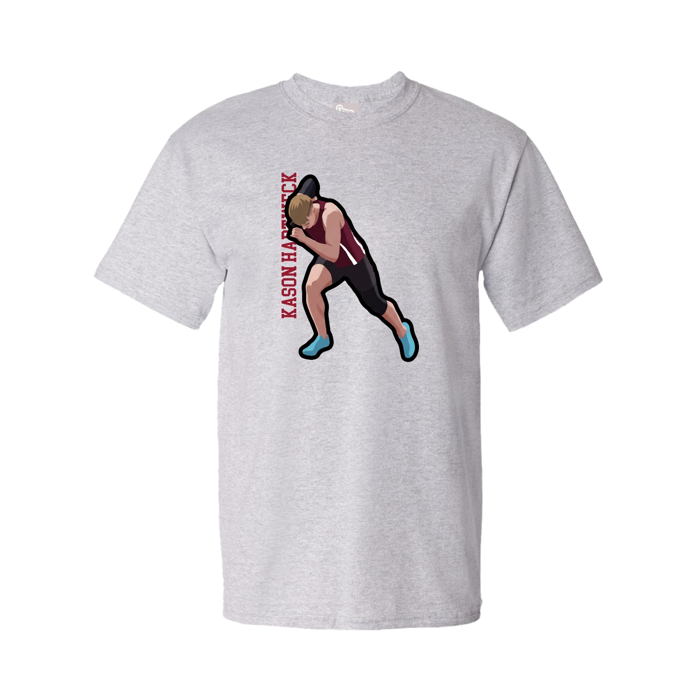 Youth Tee — Name Vertical in Grey
