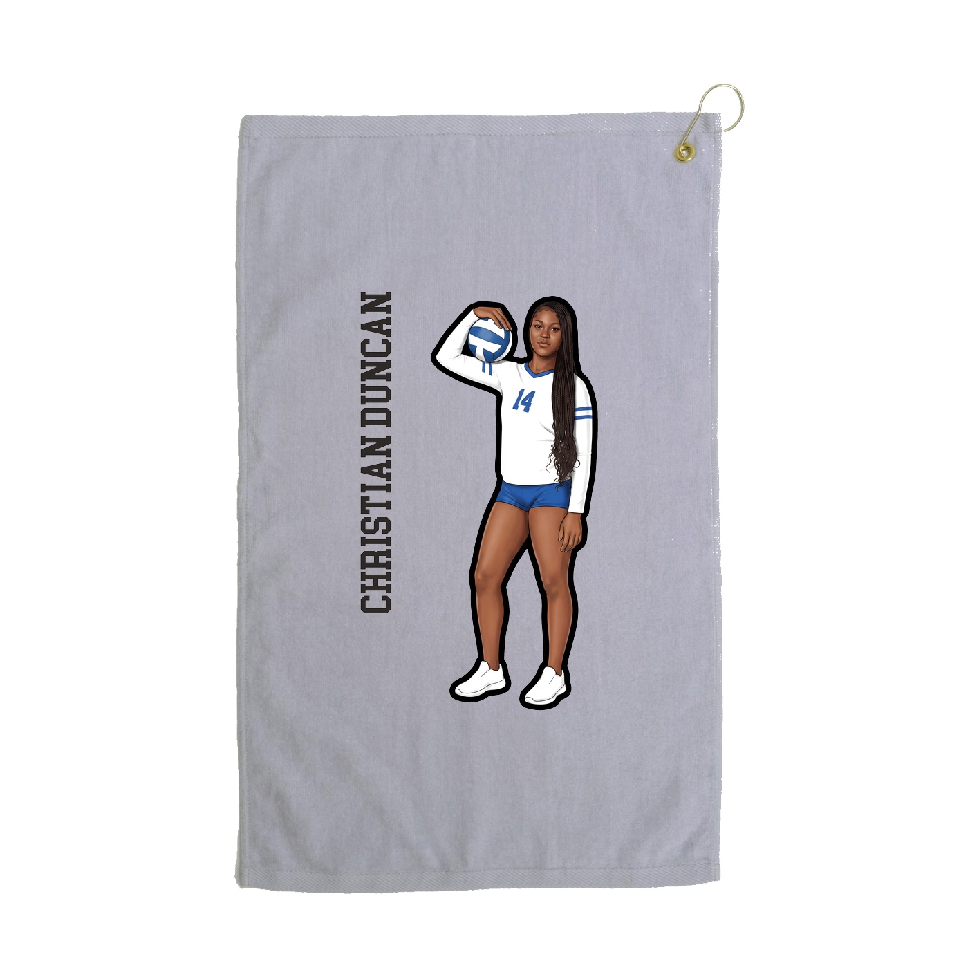 Golf Towel — Name Vertical in Grey