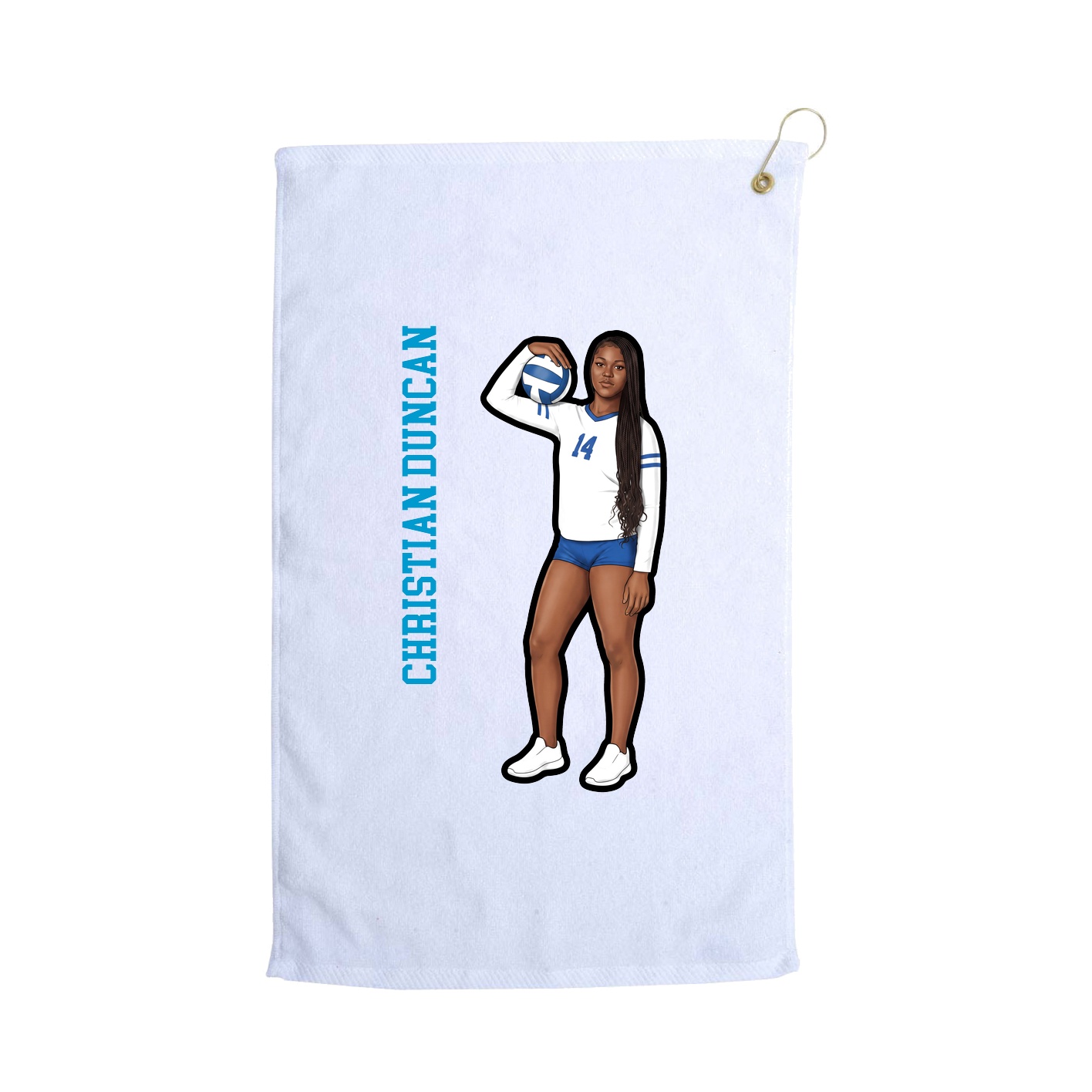 Golf Towel — Name Vertical in White
