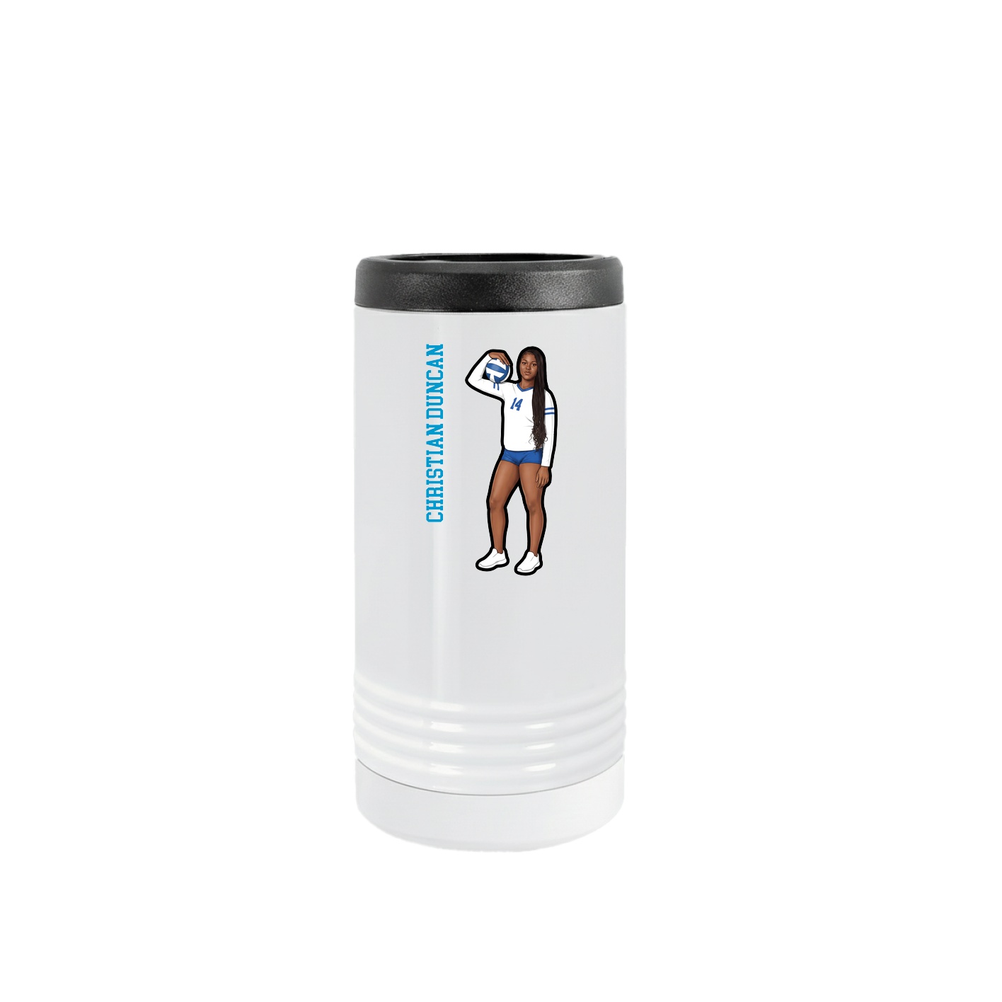 Slim Beverage Holder — Name Vertical in White