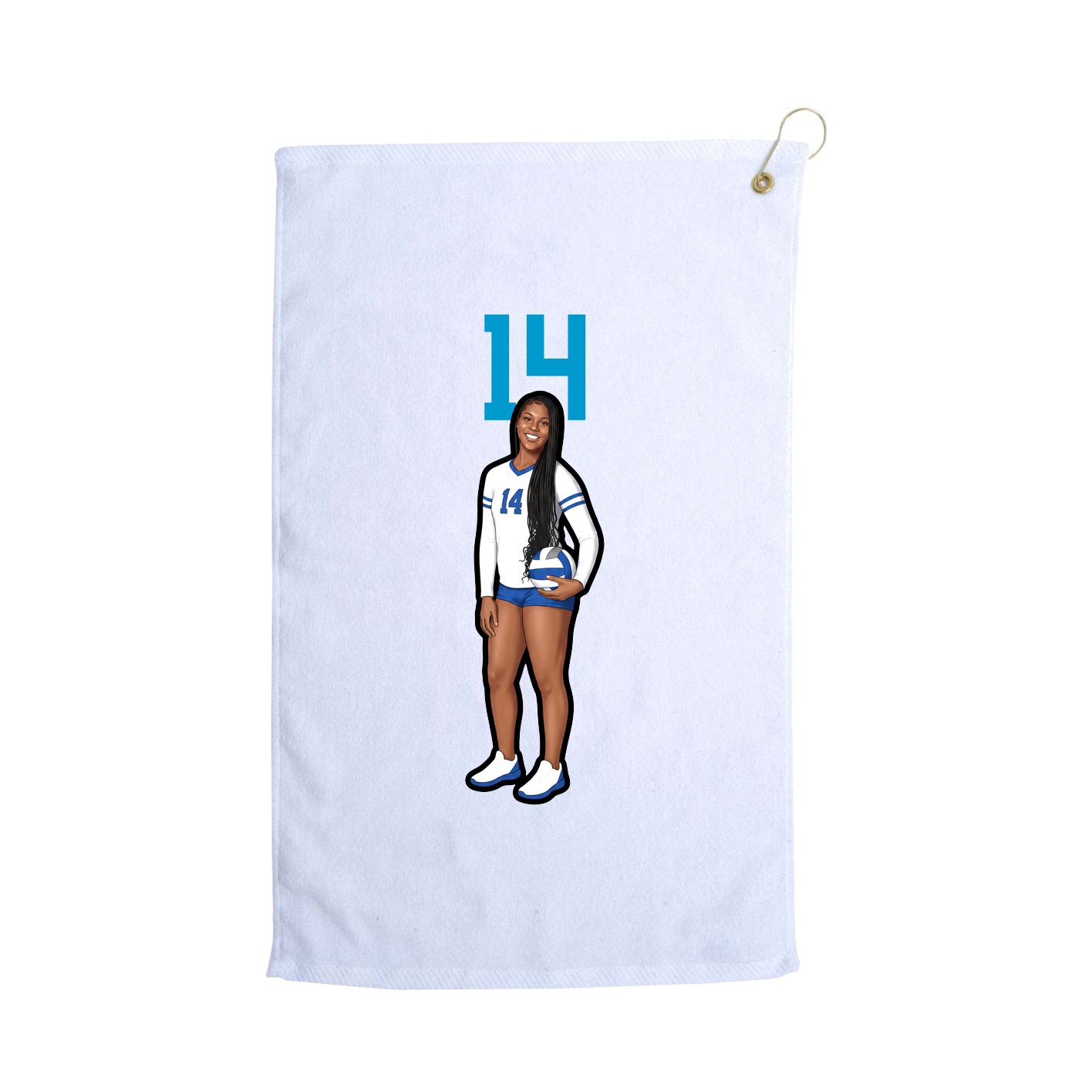 Golf Towel — Number Top in White