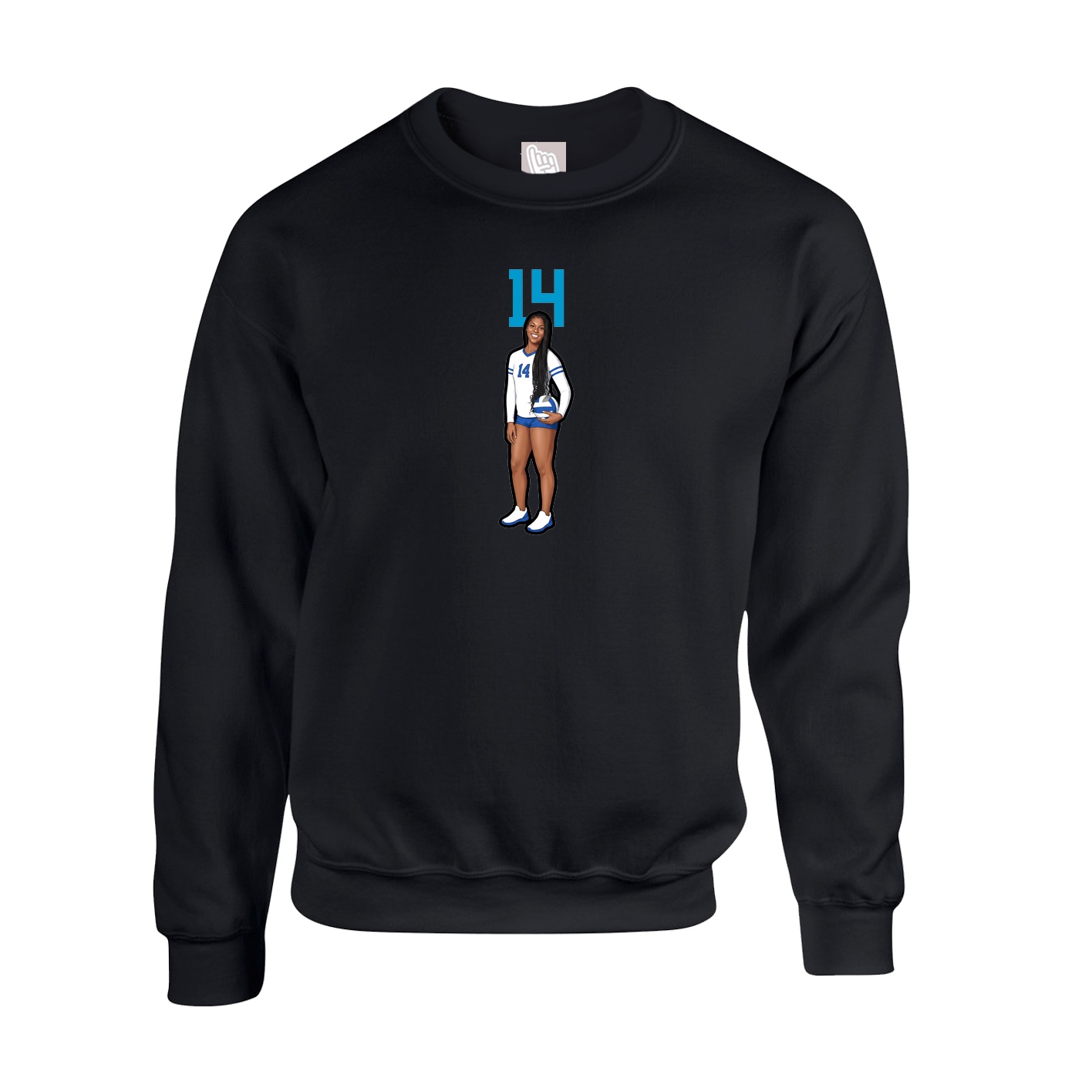 Fleece Crew — Number Top in Black