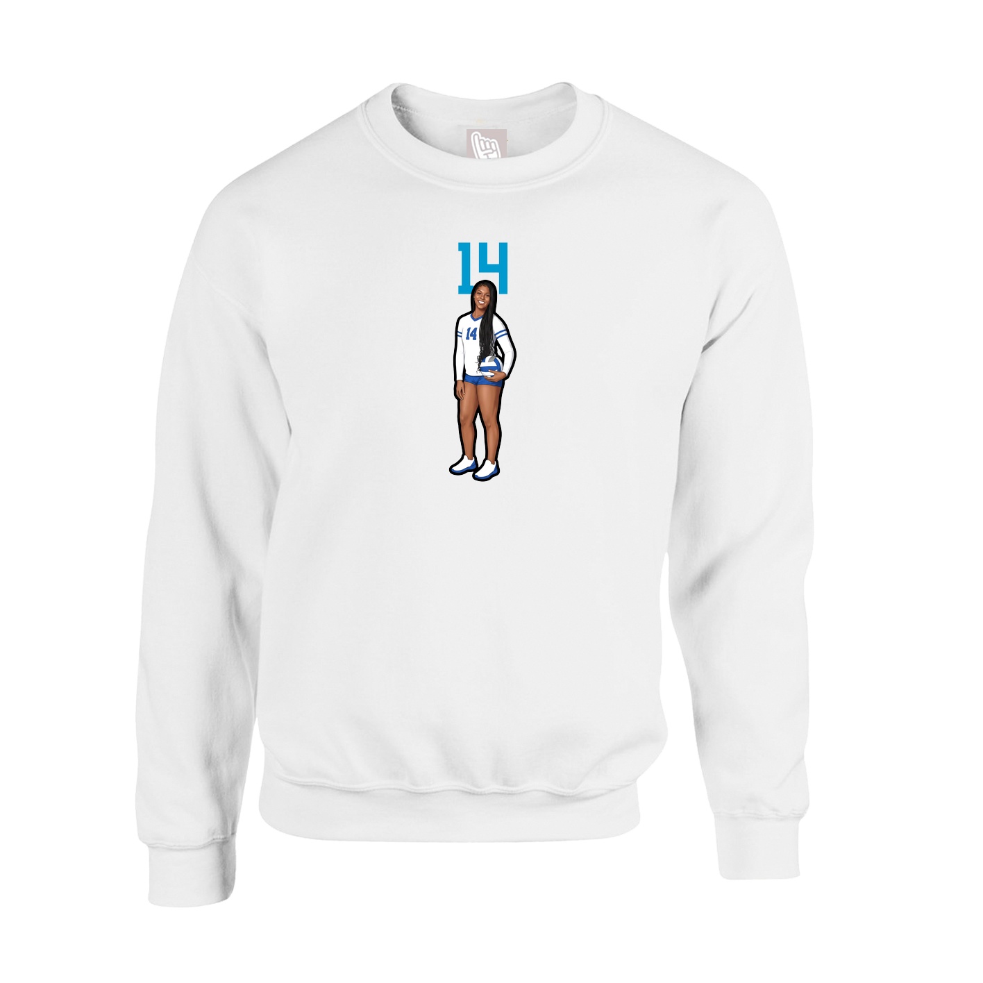 Fleece Crew — Number Top in White