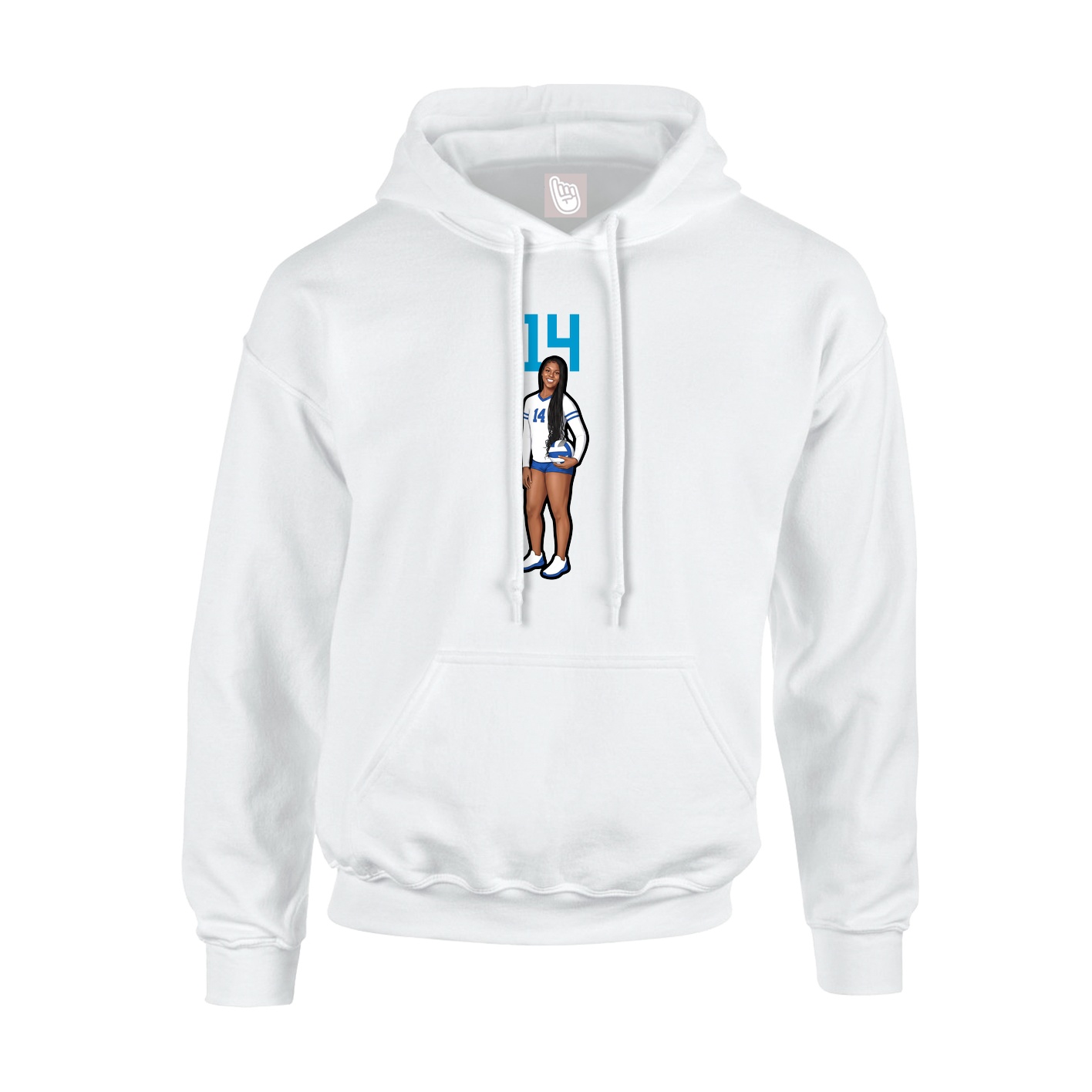 Youth Hoodie — Number Top in White