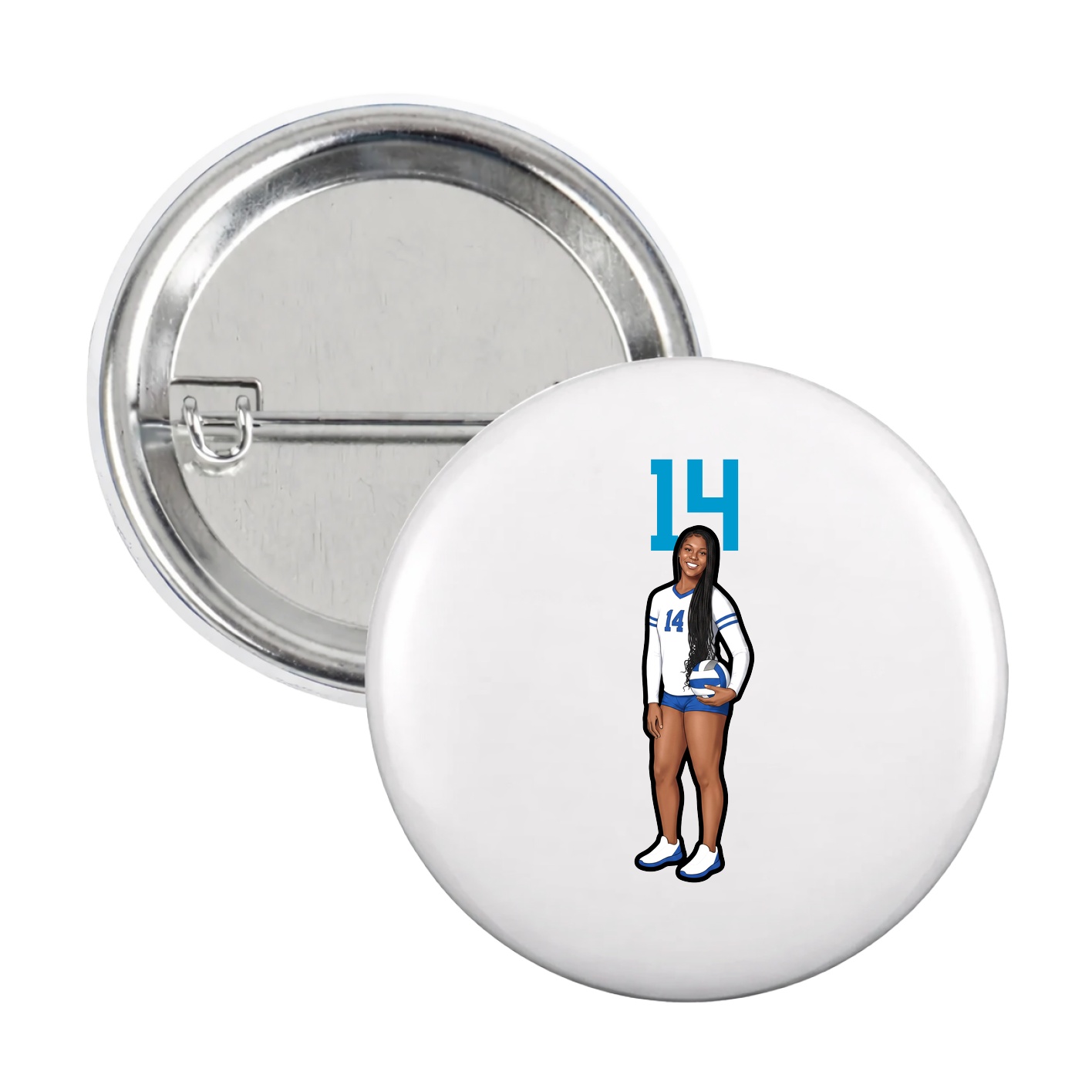 Game Day Button — Number Top in White