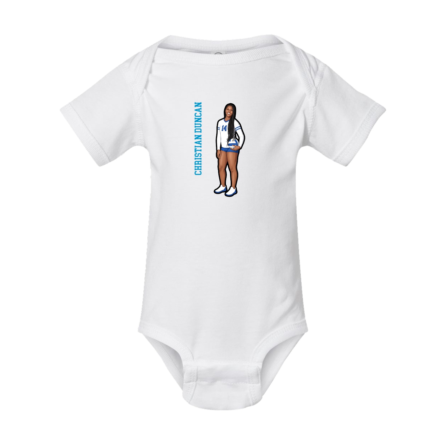 Baby Onesie — Name Vertical in White