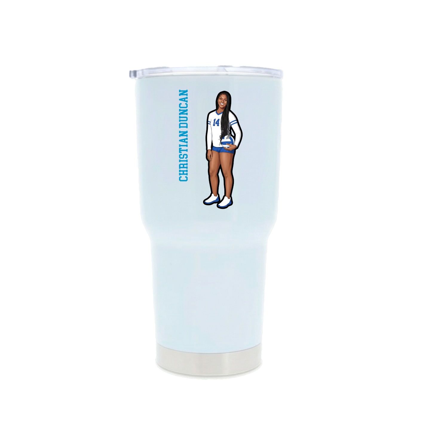 30oz Stainless Steel Tumbler — Name Vertical in White