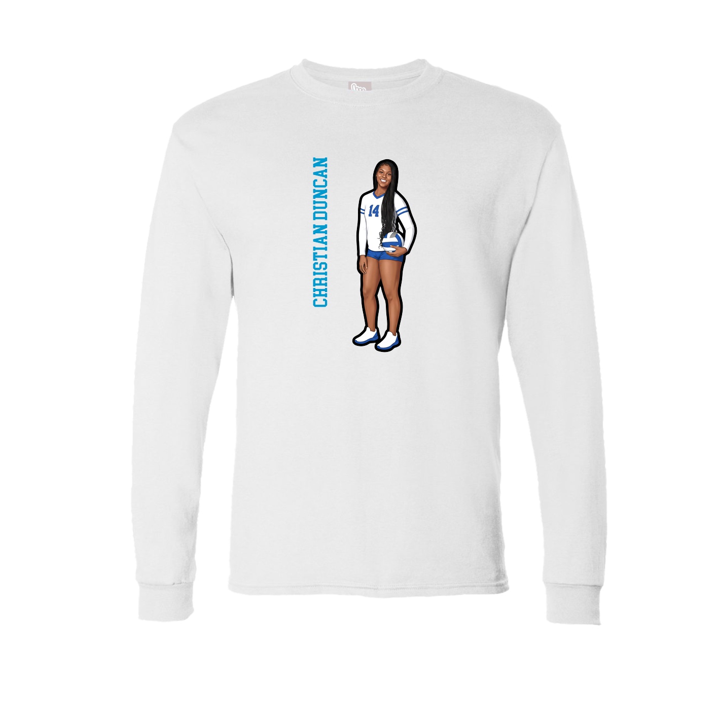 Long Sleeve Tee — Name Vertical in White