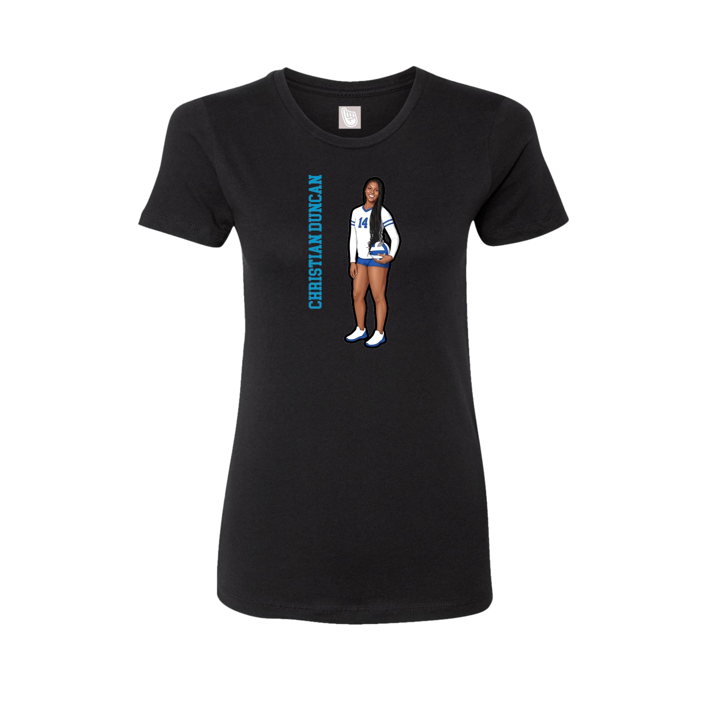 Fitted Women's Tee — Name Vertical in Black
