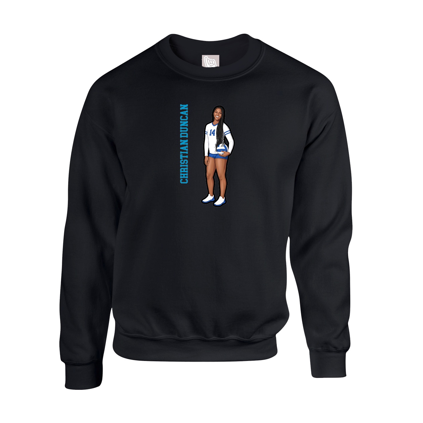 Fleece Crew — Name Vertical in Black