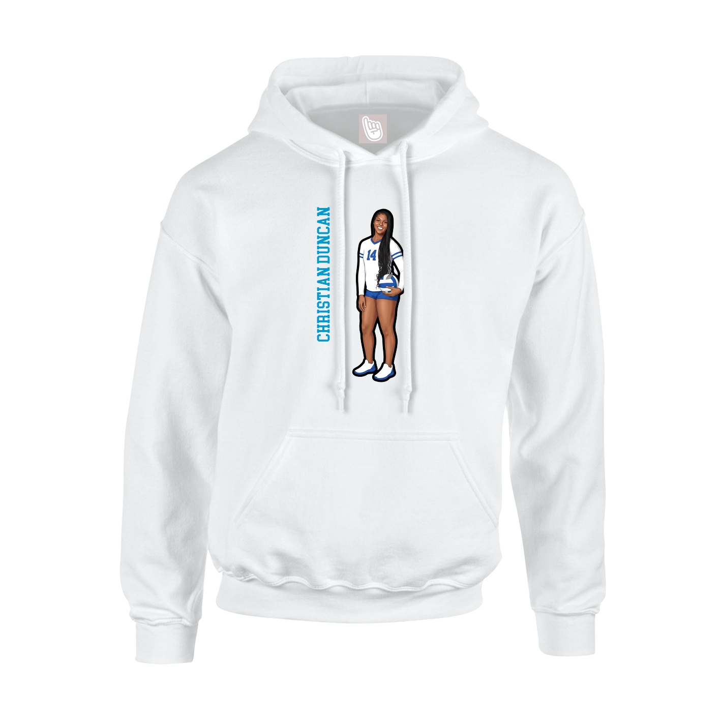 Youth Hoodie — Name Vertical in White