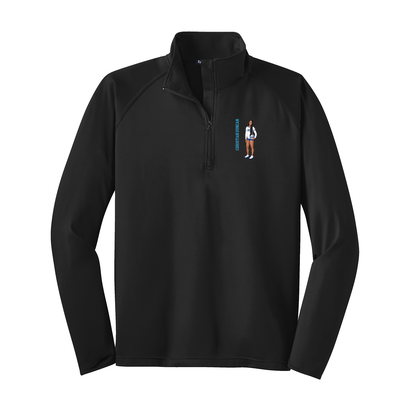 Q-Zip Pullover — Name Vertical in Black