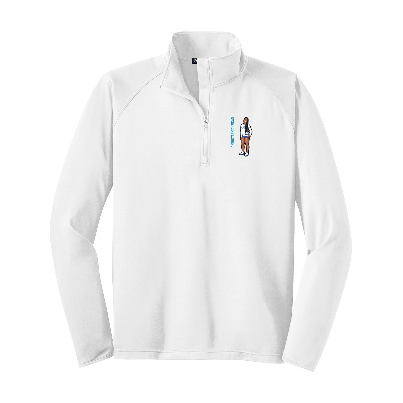 Q-Zip Pullover — Name Vertical in White