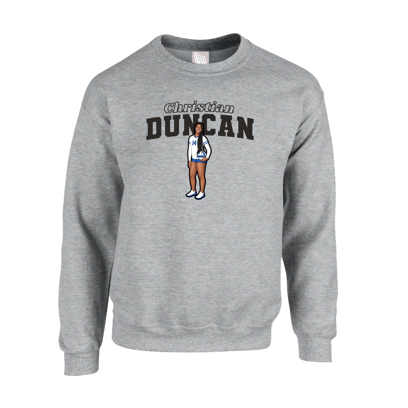 Fleece Crew — Name Arch in Grey