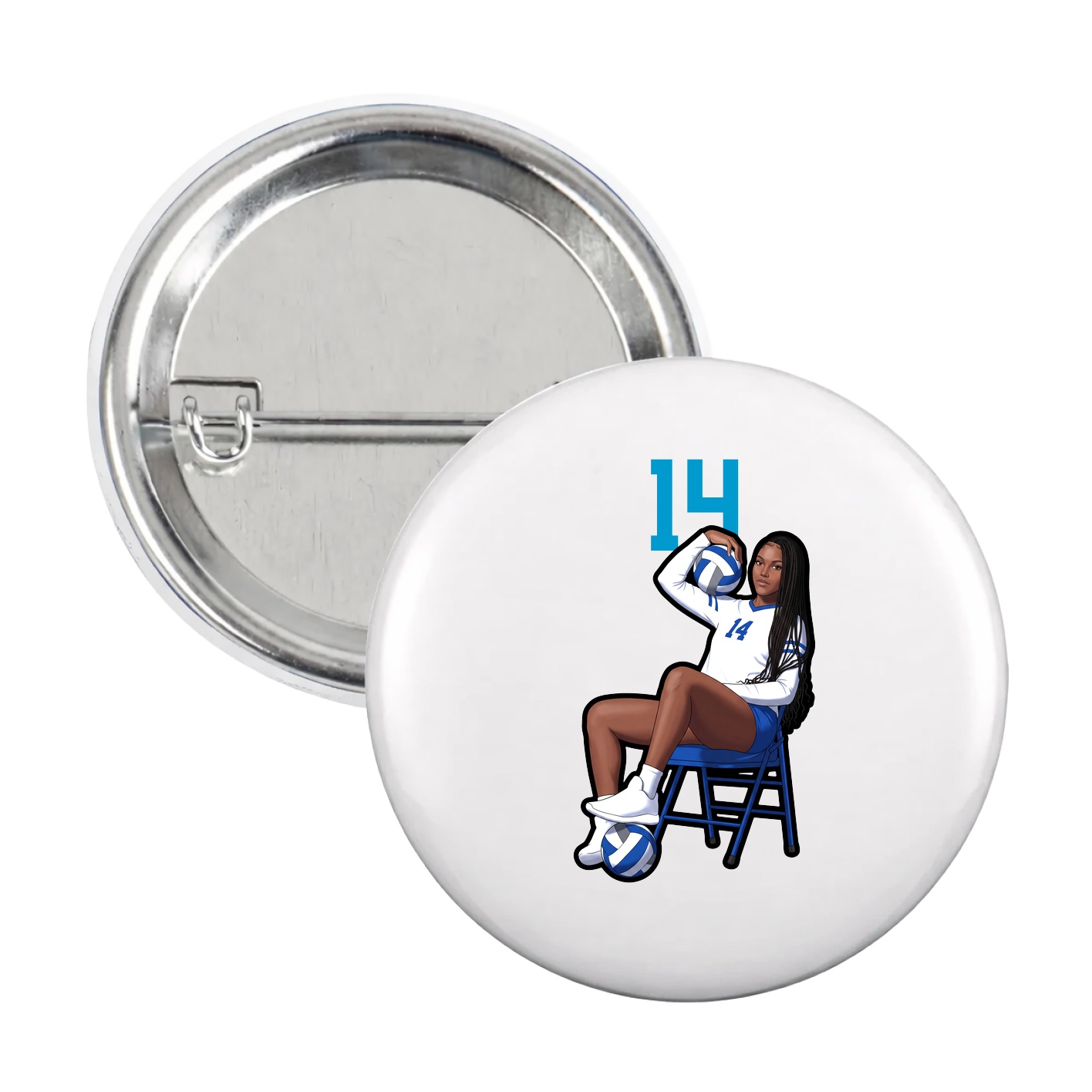 Game Day Button — Number Top in White