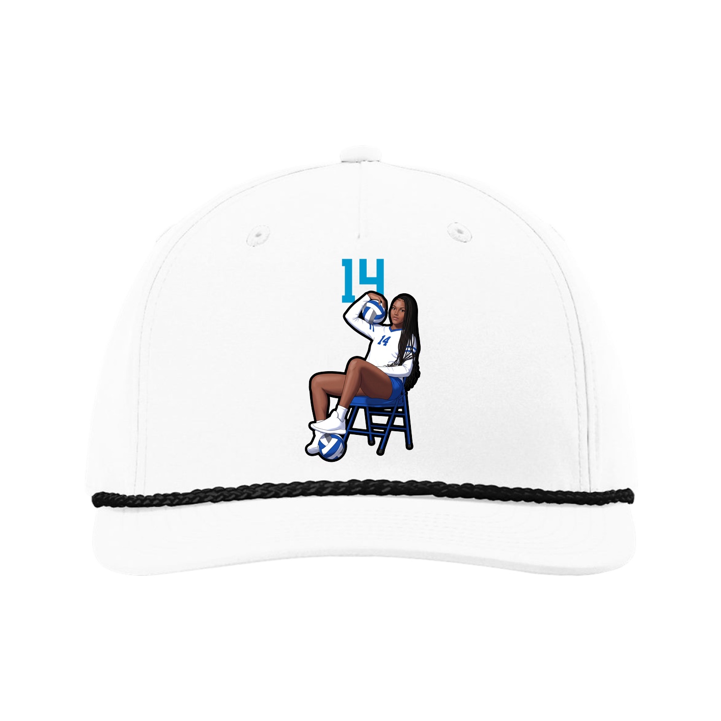 Five-Panel Classic Rope Cap — Number Top in White