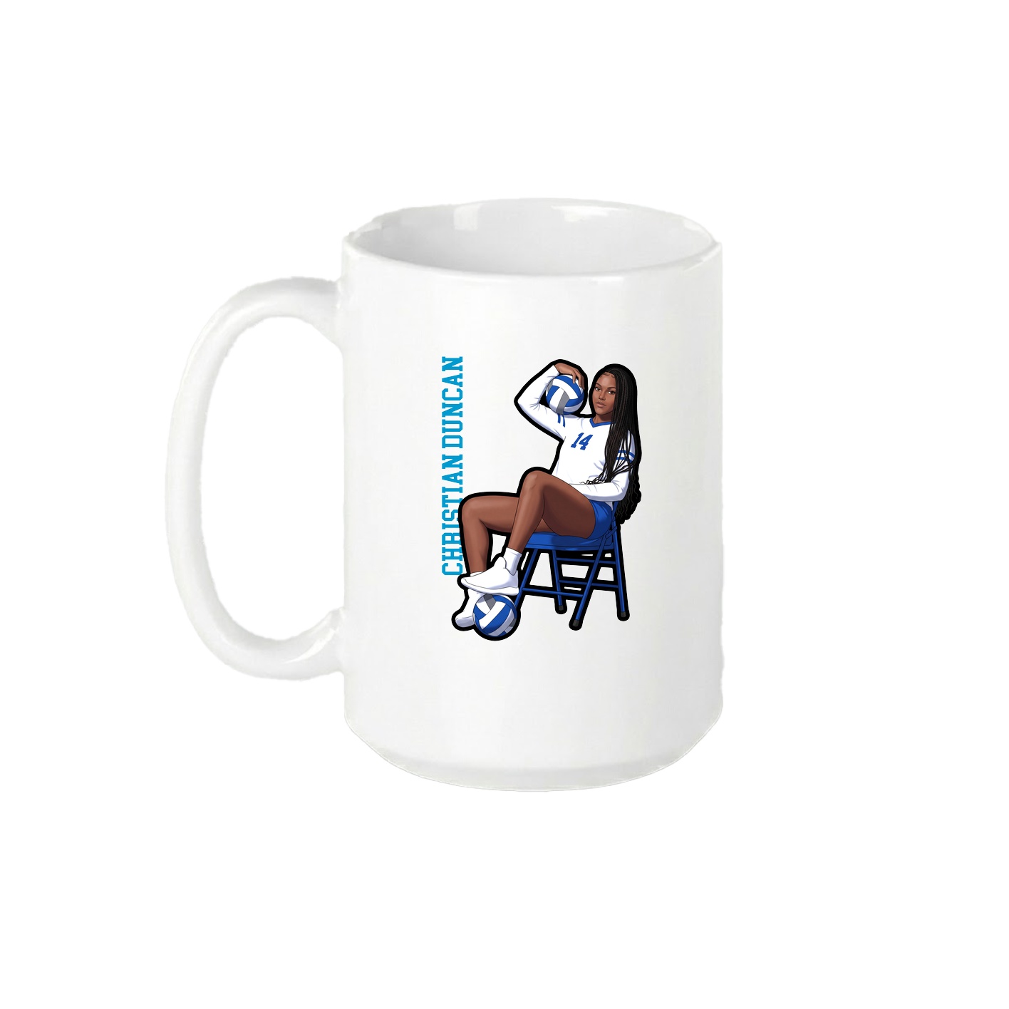 15oz Coffee Mug — Name Vertical in White