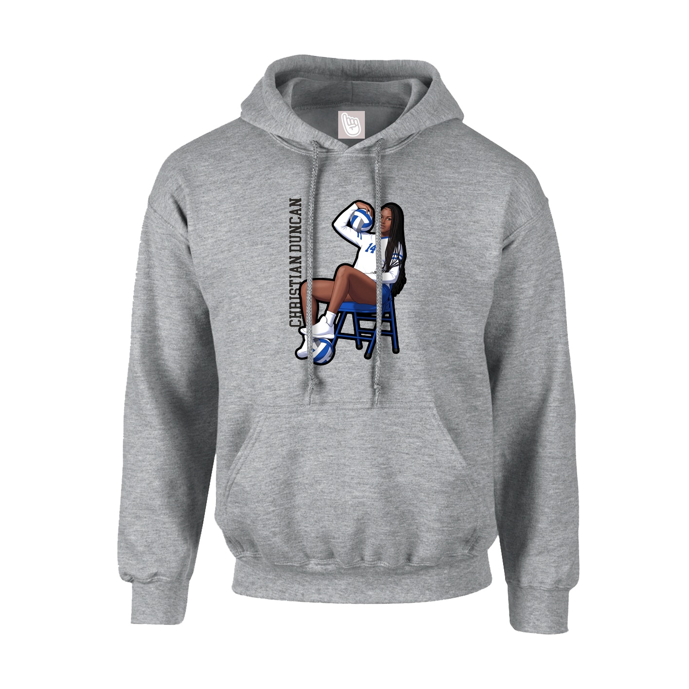 Hoodie — Name Vertical in Grey