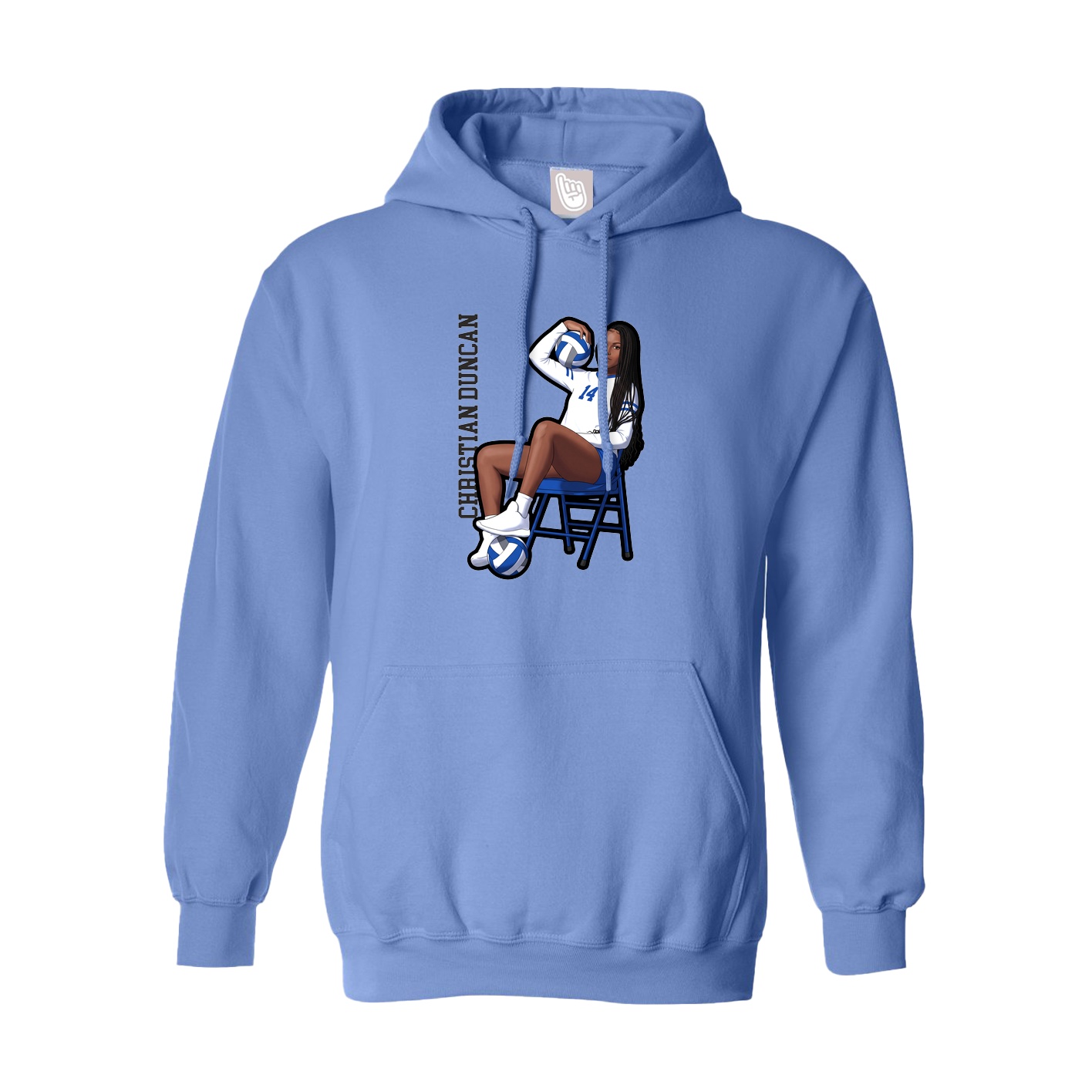 Youth Hoodie — Name Vertical in Powder Blue