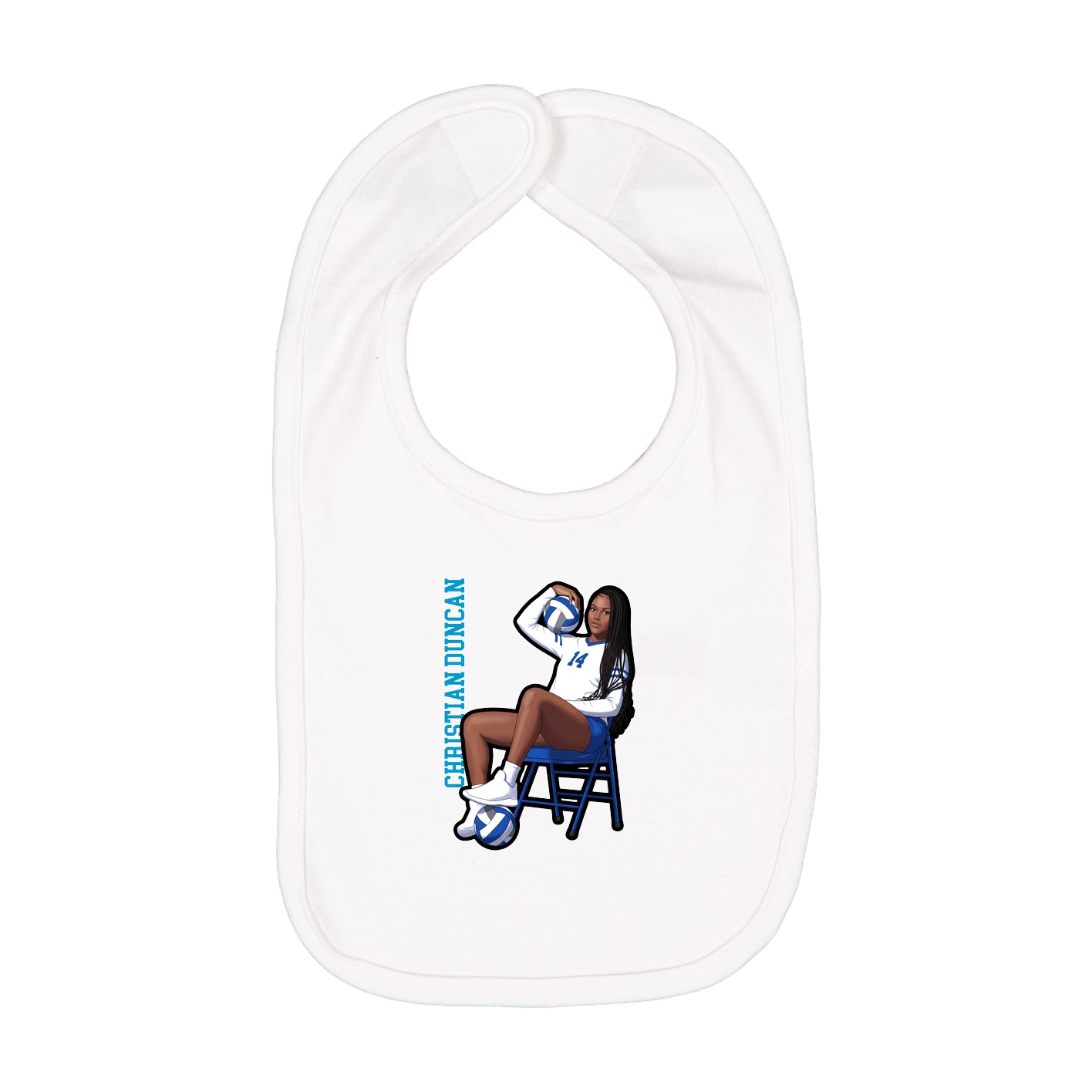 Infant Bib — Name Vertical in White