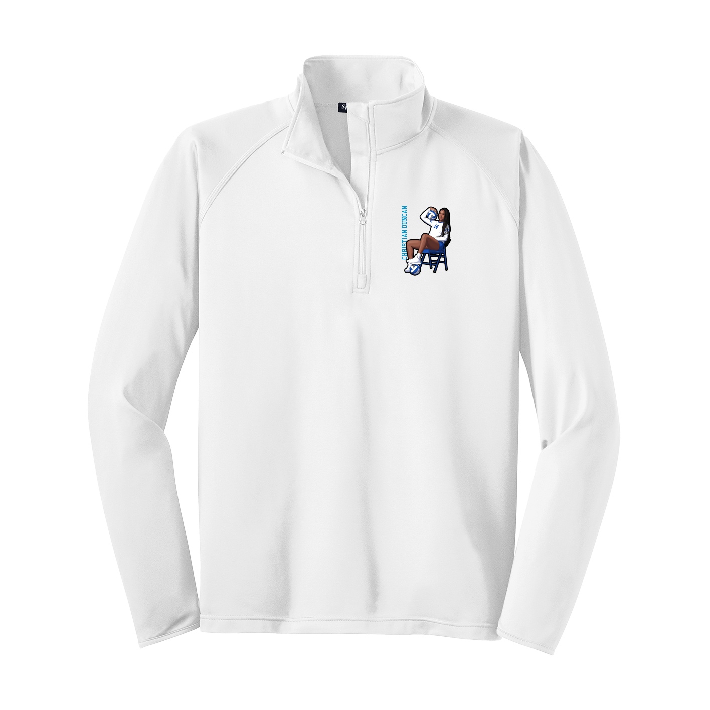 Q-Zip Pullover — Name Vertical in White