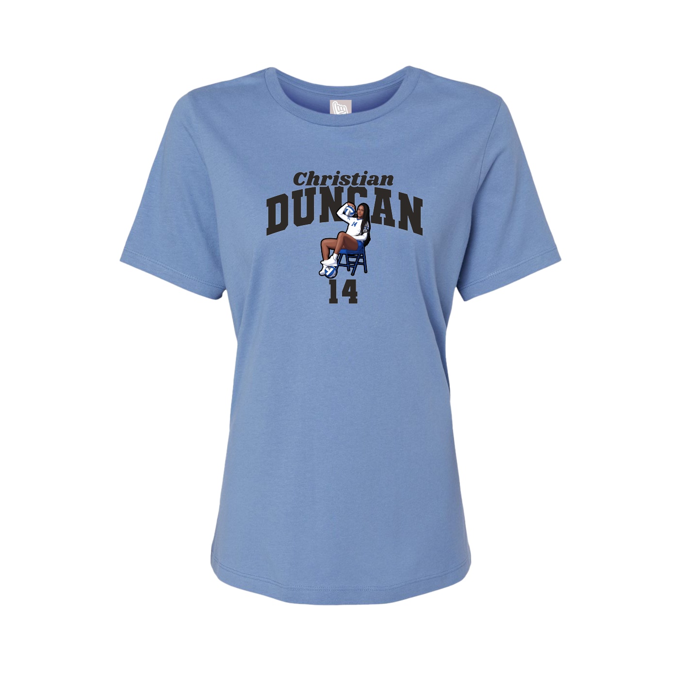 Fitted Women's Tee — Signature Arch in Powder Blue