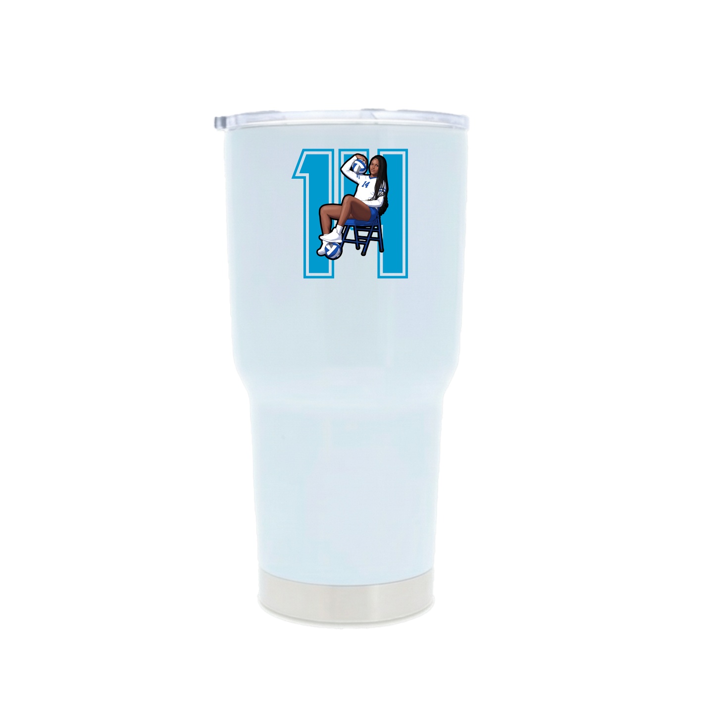30oz Stainless Steel Tumbler — Number in White