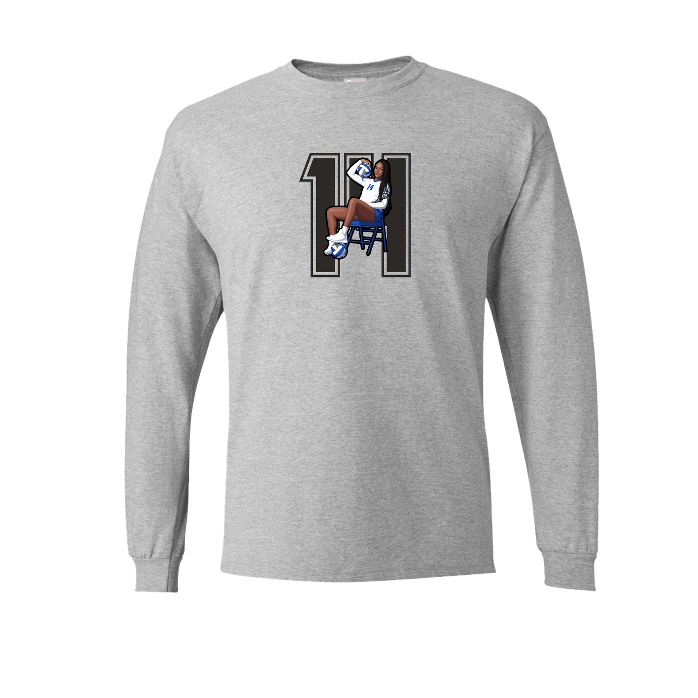 Long Sleeve Tee — Number in Grey