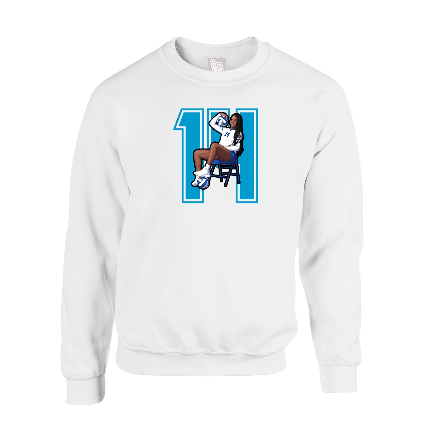 Fleece Crew — Number in White