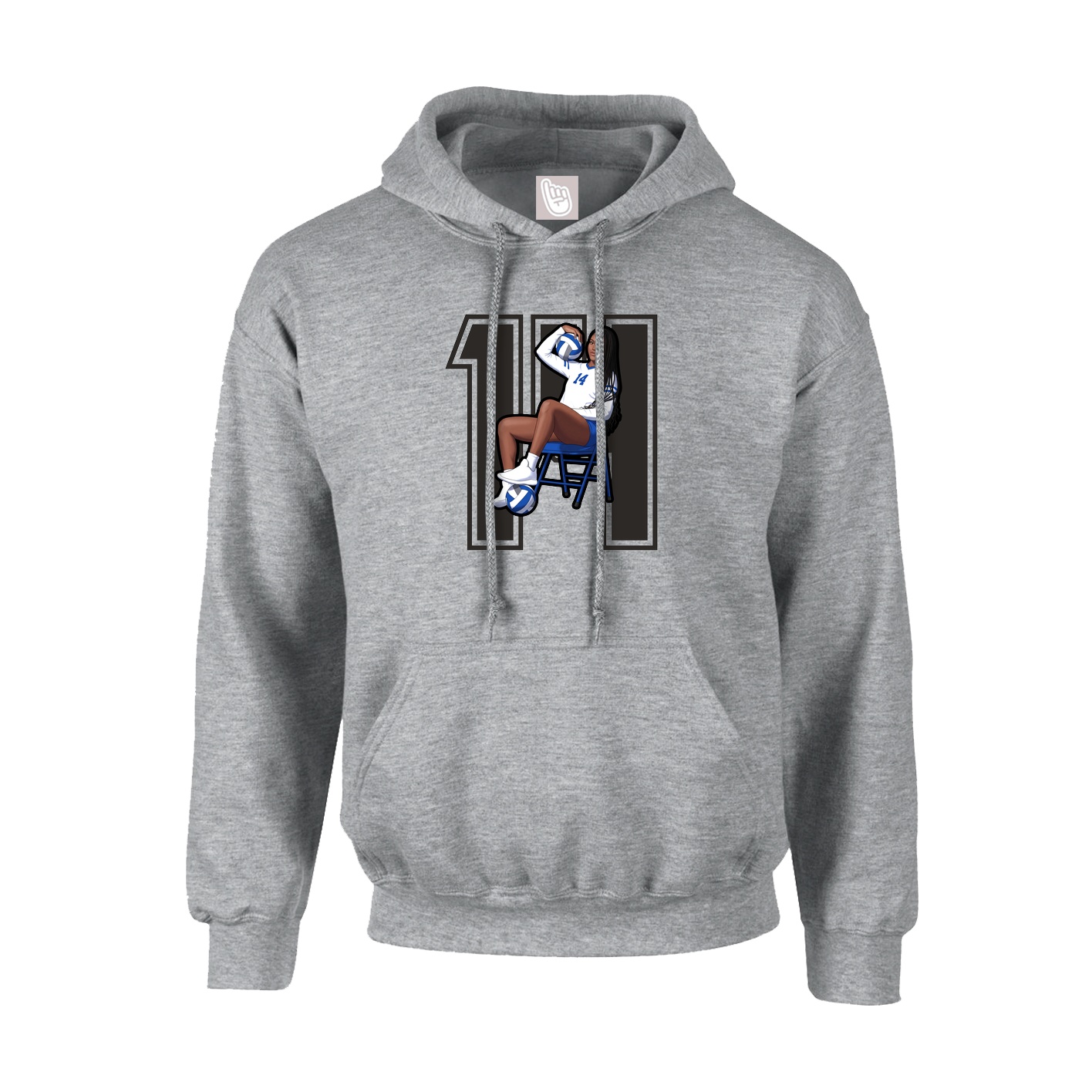 Youth Hoodie — Number in Grey