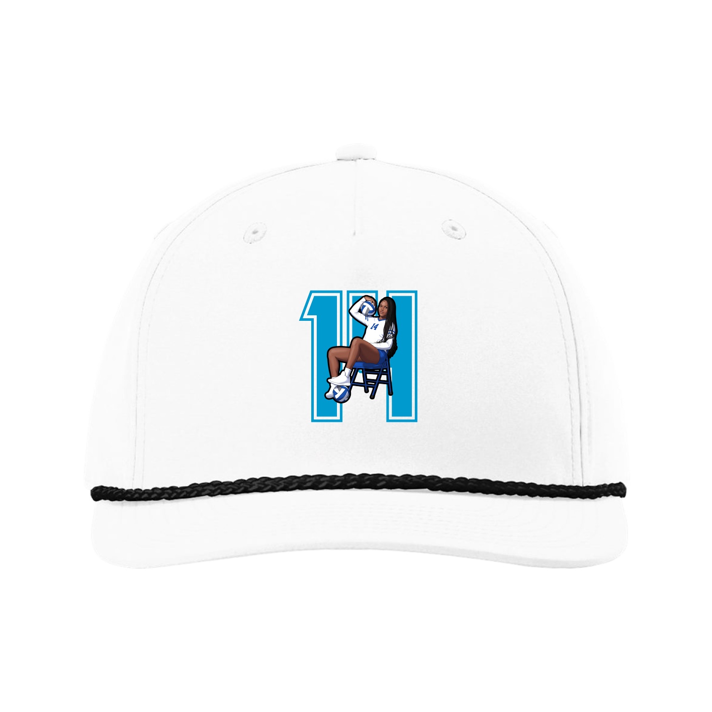 Five-Panel Classic Rope Cap — Number in White
