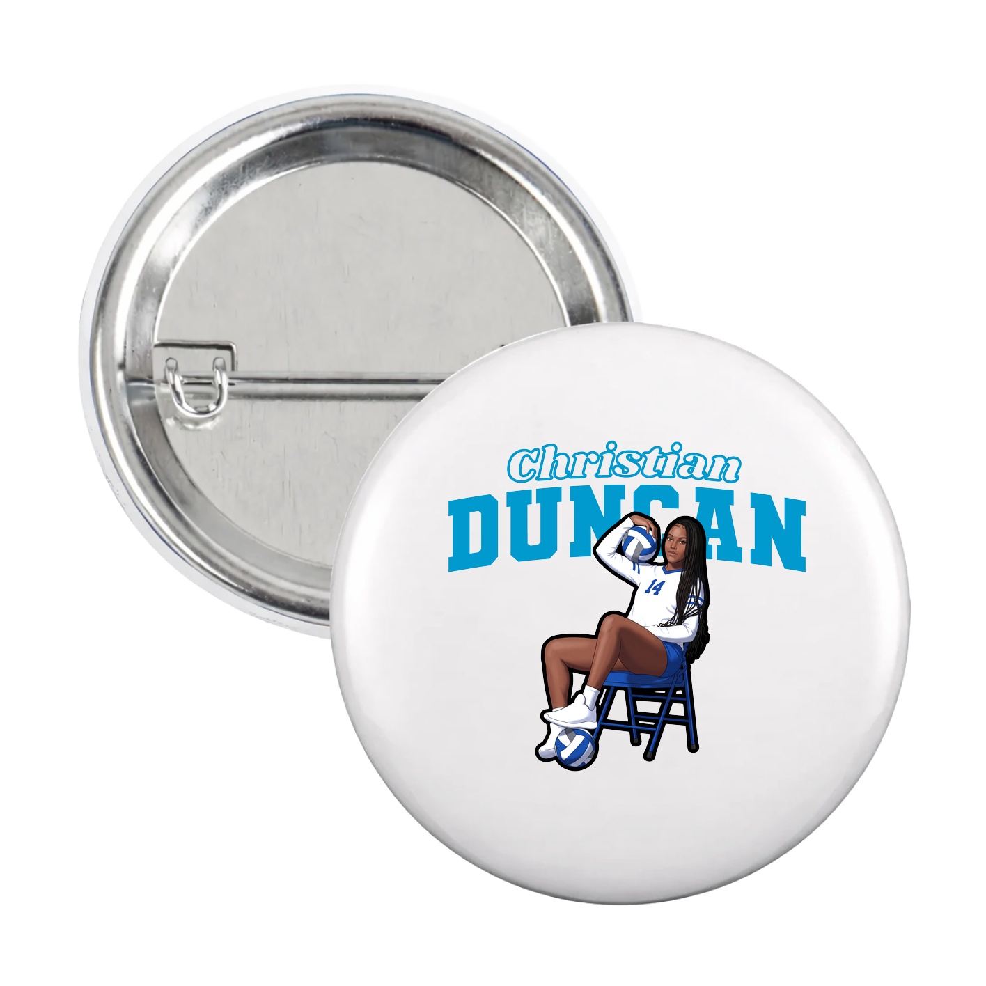 Game Day Button — Name Arch in White