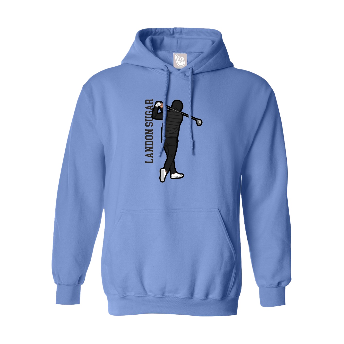 Youth Hoodie — Name Vertical in Powder Blue